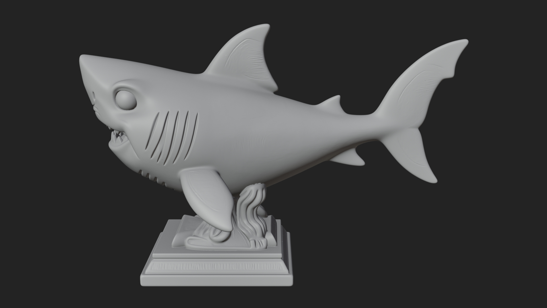 Cute Cartoon Shark Bust Statue Design 1 3D Print Model 3D Model