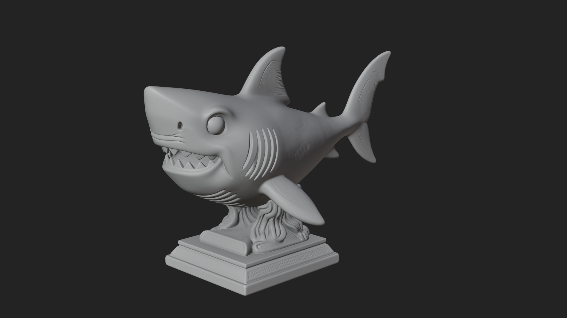 Cute Cartoon Shark Bust Statue Design 1 3D Print Model 3D Model