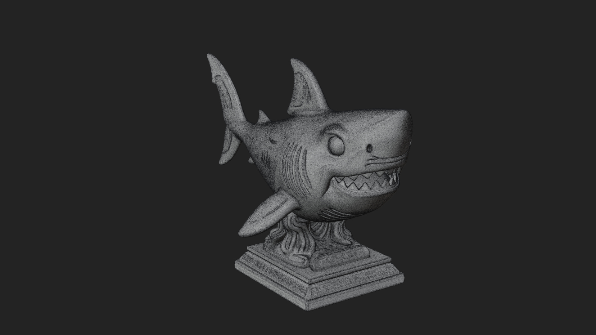 Cute Cartoon Shark Bust Statue Design 1 3D Print Model 3D Model