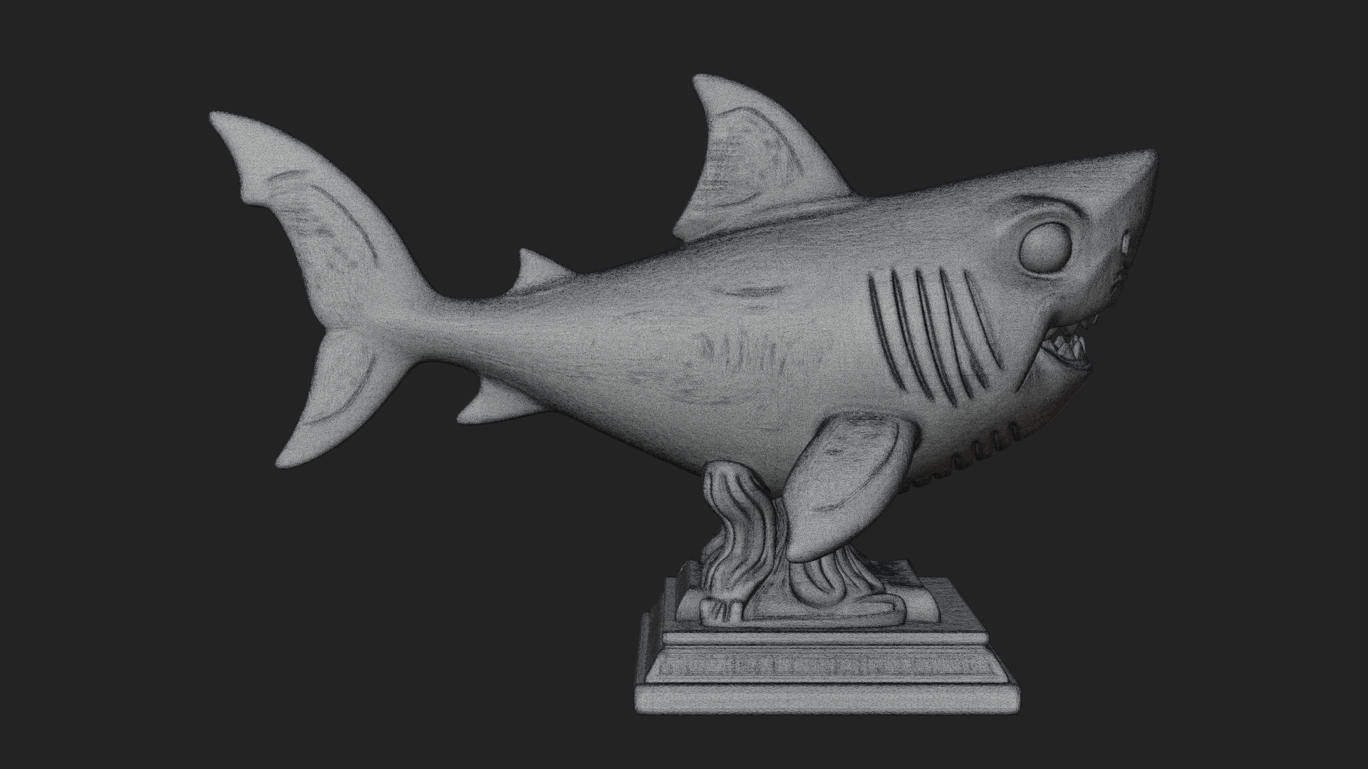 Cute Cartoon Shark Bust Statue Design 1 3D Print Model 3D Model