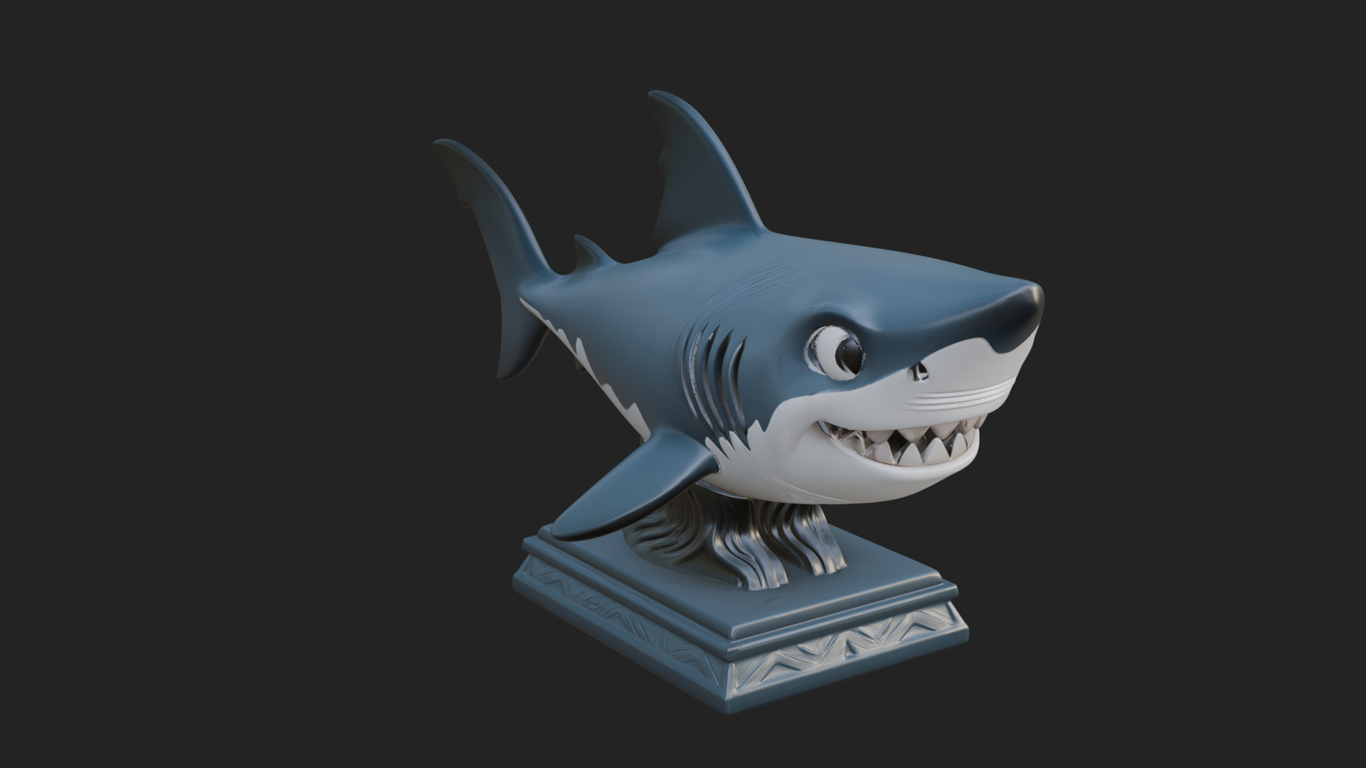Cute Cartoon Shark Bust Statue Design 2 3D Print Model 3D Model