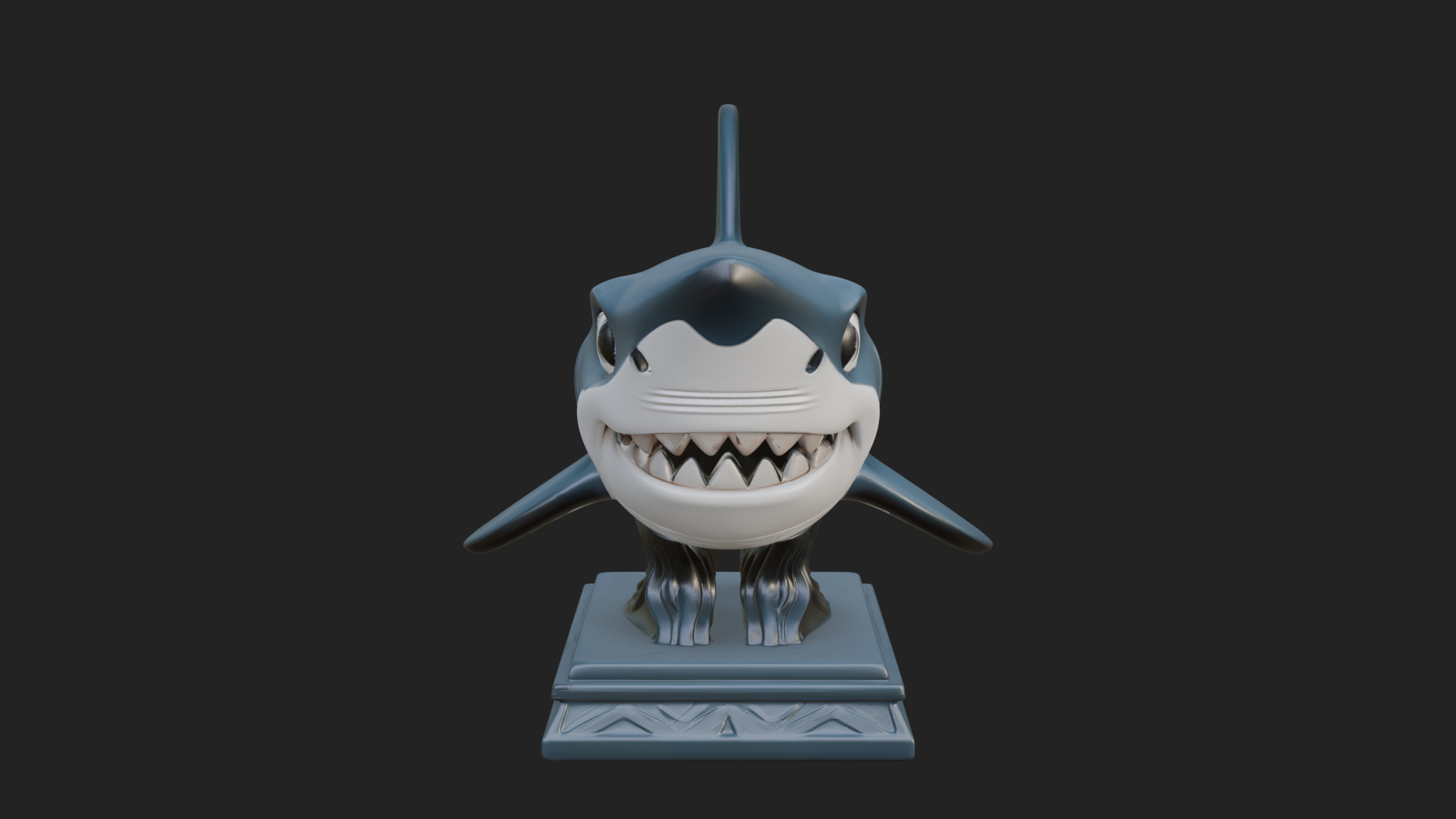 Cute Cartoon Shark Bust Statue Design 2 3D Print Model 3D Model
