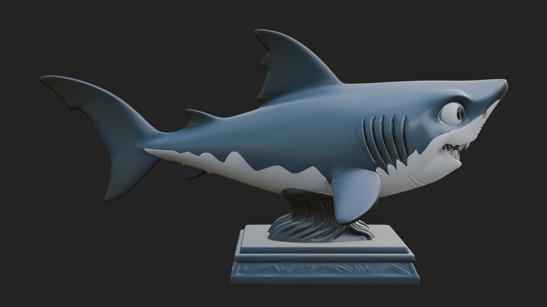 Cute Cartoon Shark Bust Statue Design 2 3D Print Model 3D Model