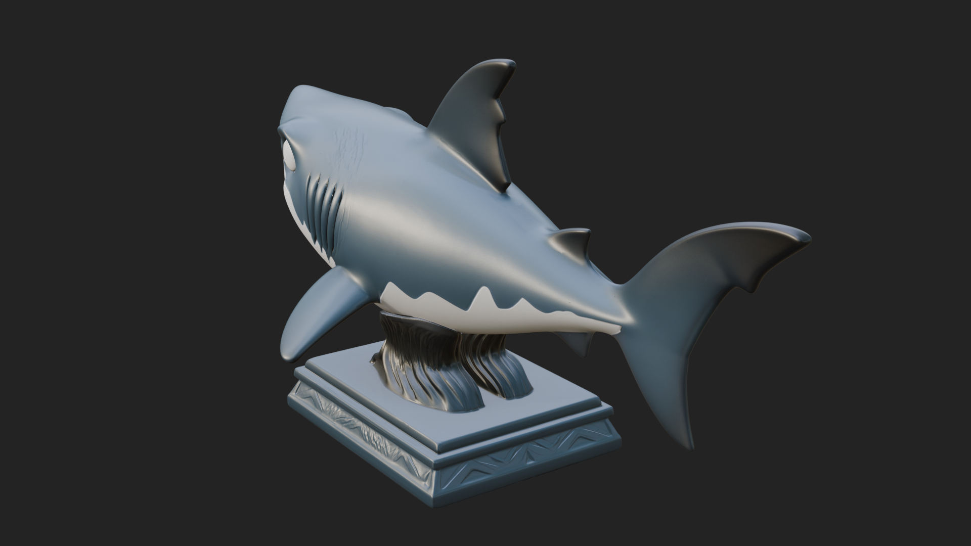 Cute Cartoon Shark Bust Statue Design 2 3D Print Model 3D Model