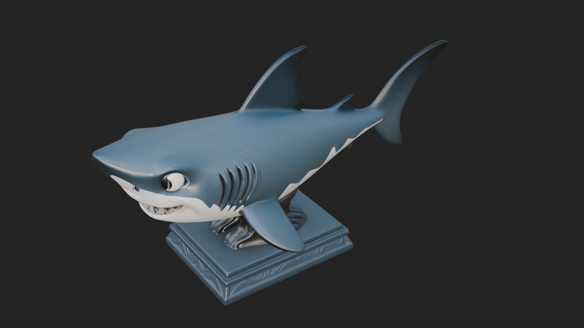 Cute Cartoon Shark Bust Statue Design 2 3D Print Model 3D Model