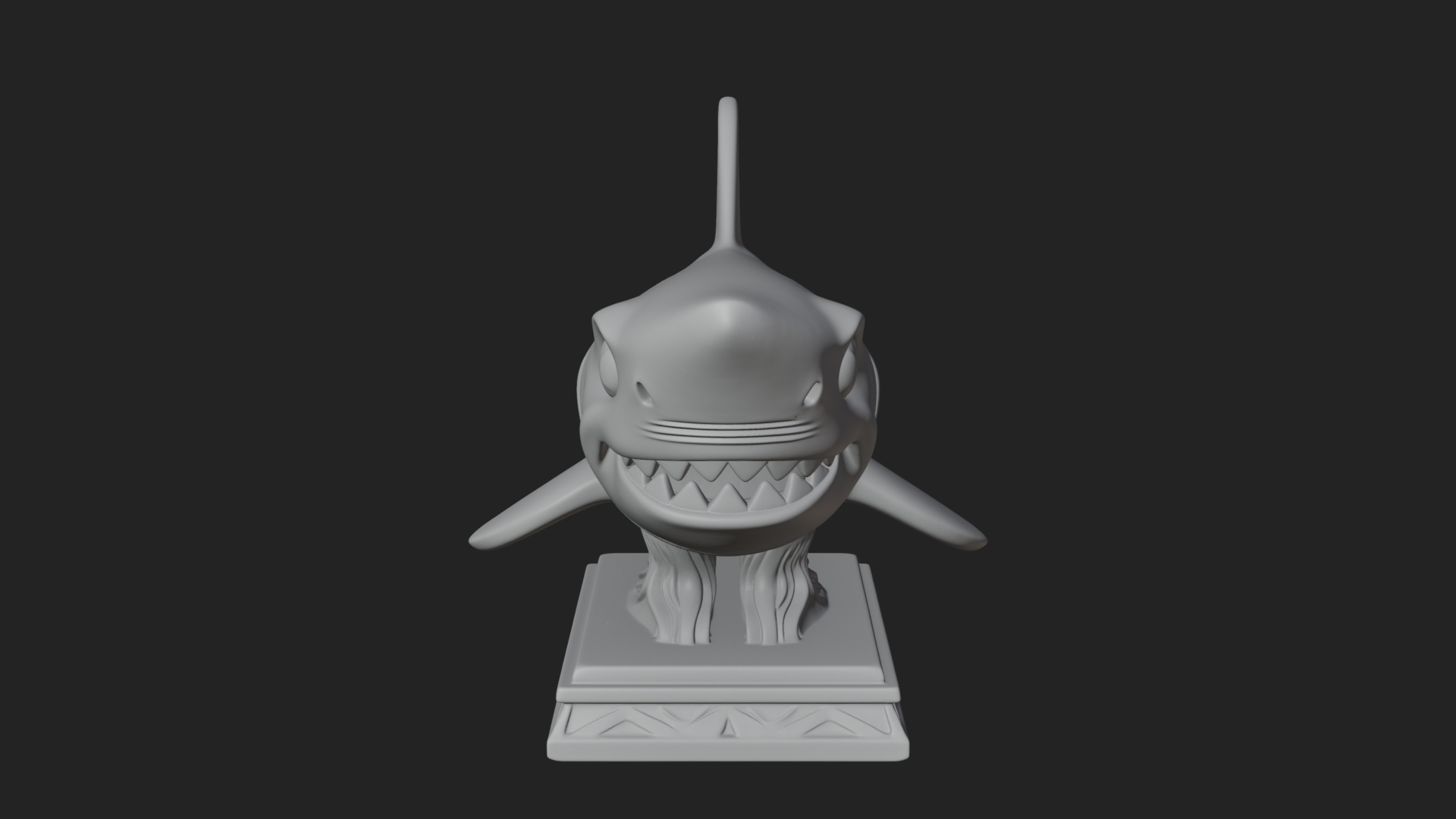 Cute Cartoon Shark Bust Statue Design 2 3D Print Model 3D Model