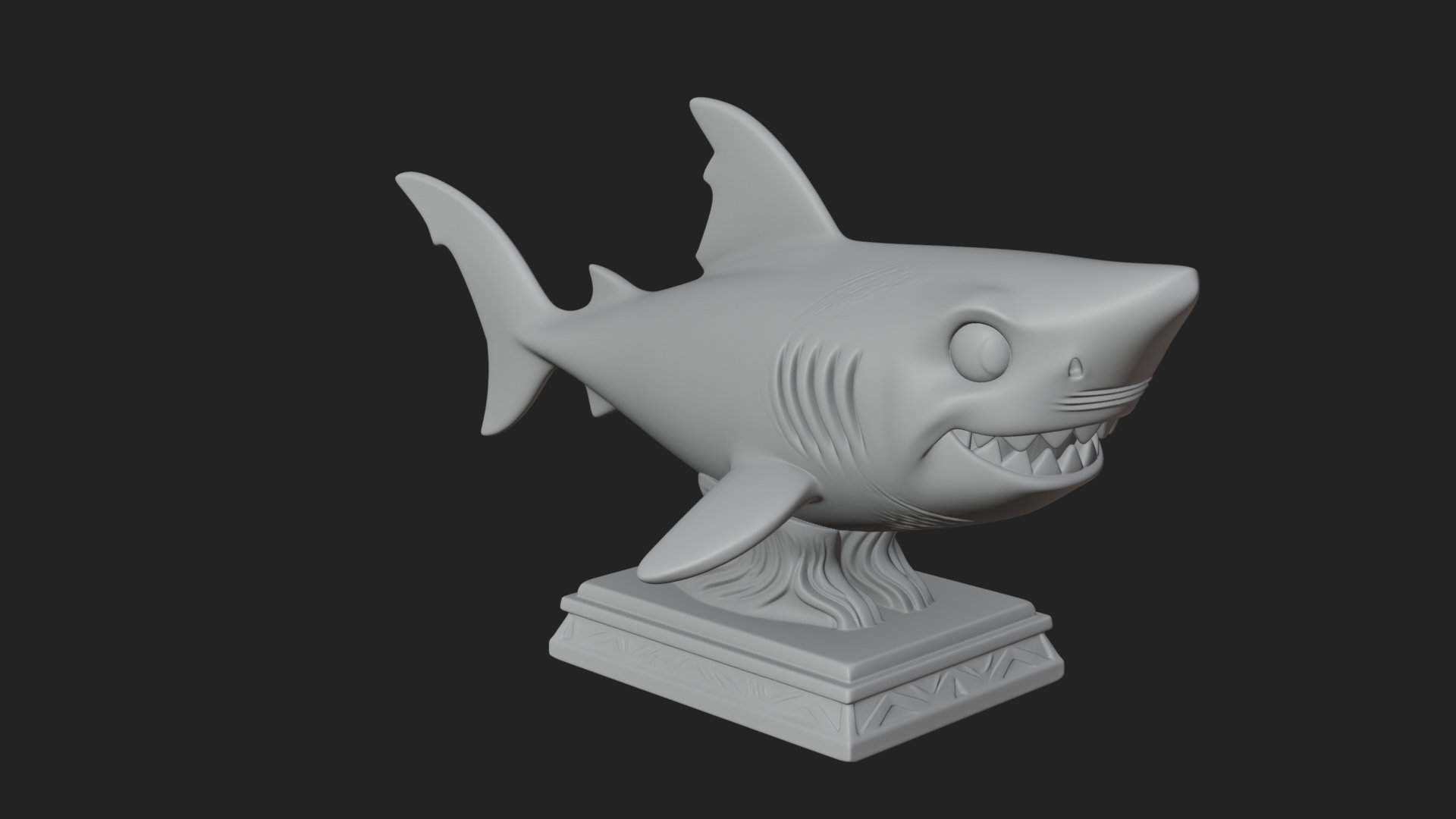 Cute Cartoon Shark Bust Statue Design 2 3D Print Model 3D Model