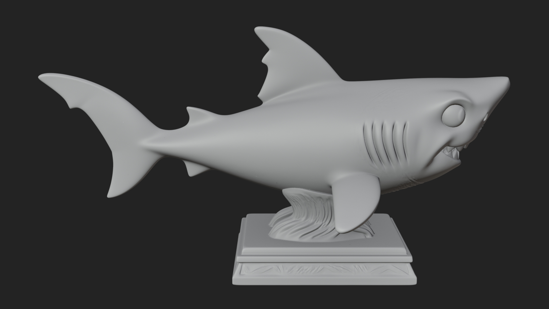 Cute Cartoon Shark Bust Statue Design 2 3D Print Model 3D Model