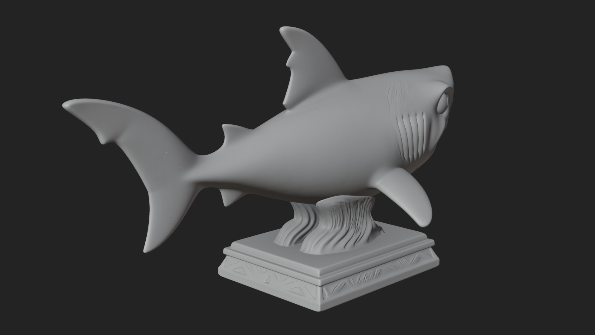 Cute Cartoon Shark Bust Statue Design 2 3D Print Model 3D Model