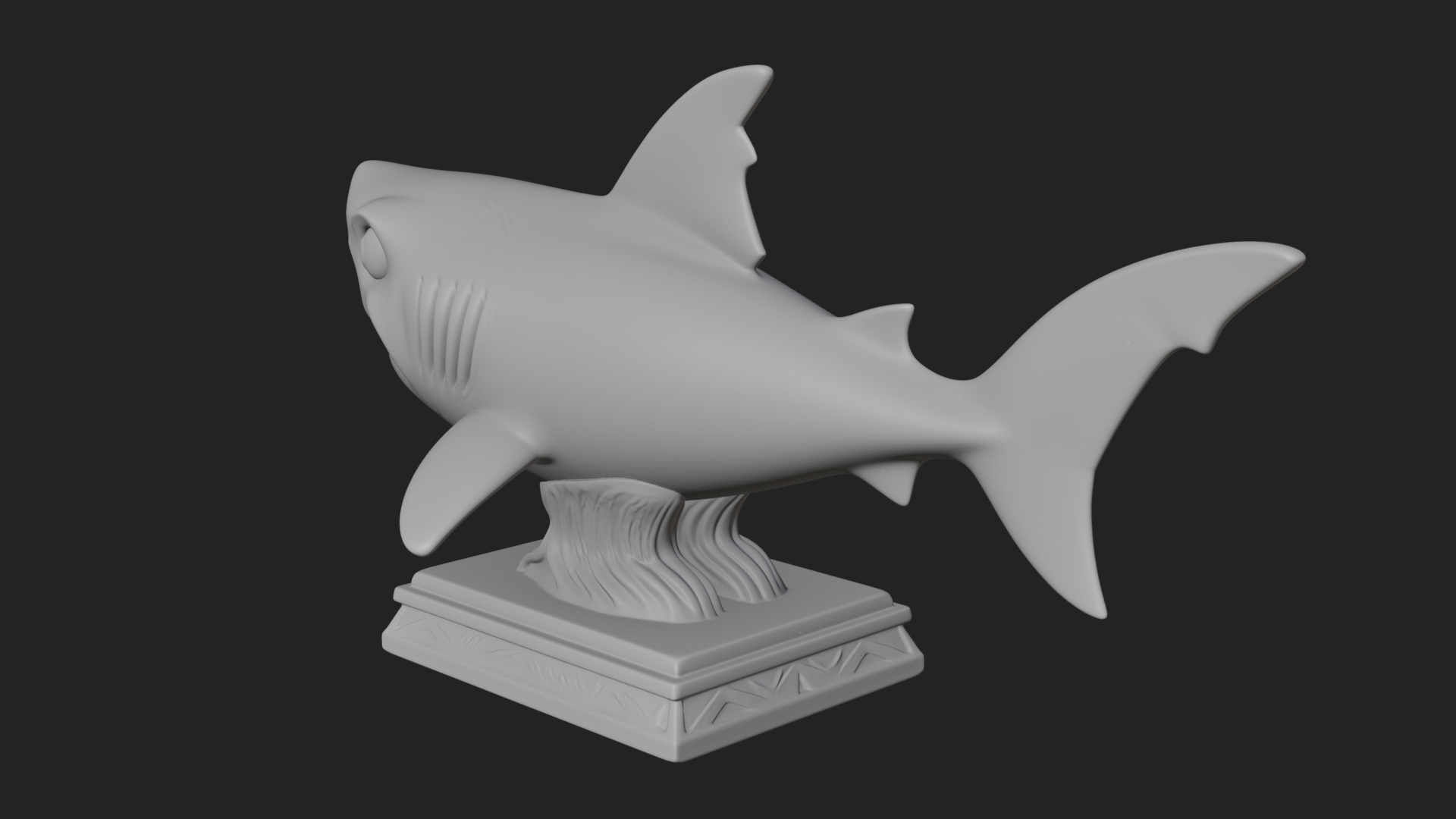 Cute Cartoon Shark Bust Statue Design 2 3D Print Model 3D Model