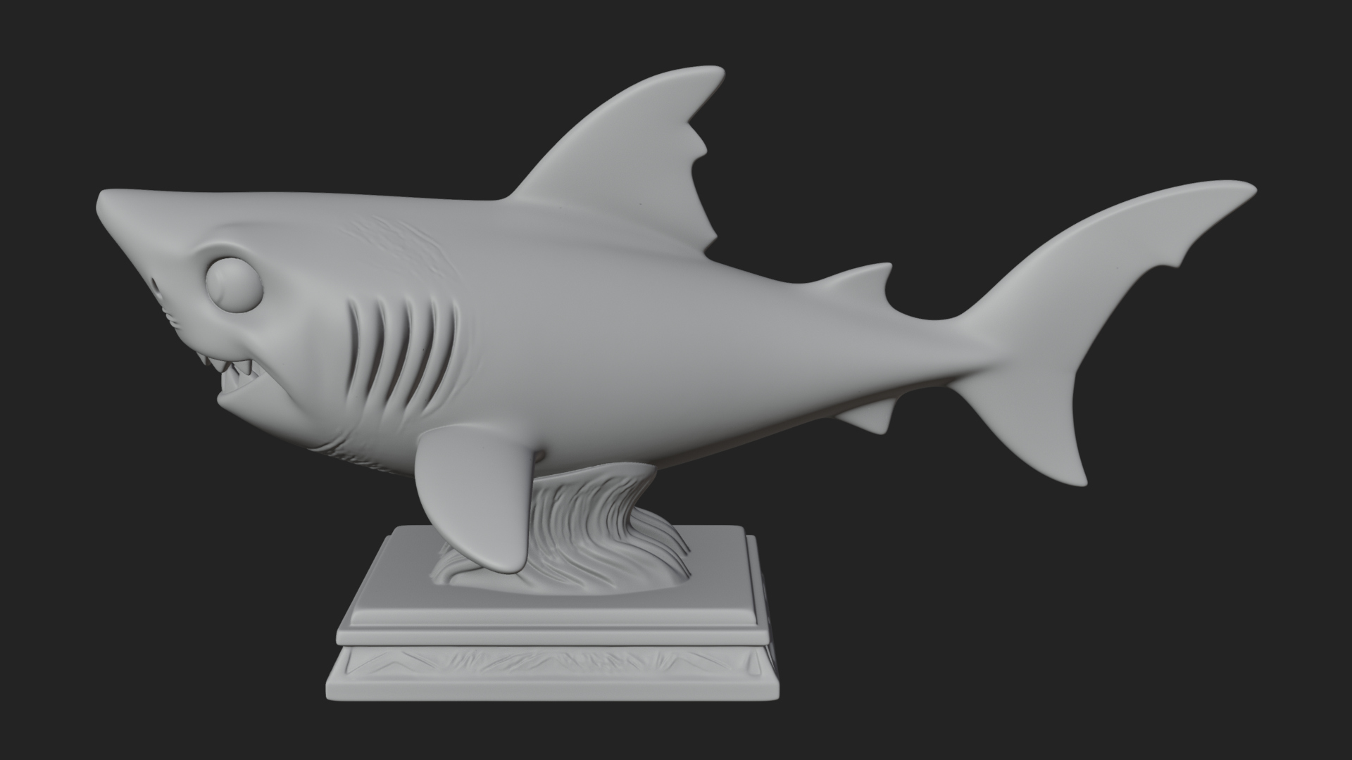 Cute Cartoon Shark Bust Statue Design 2 3D Print Model 3D Model