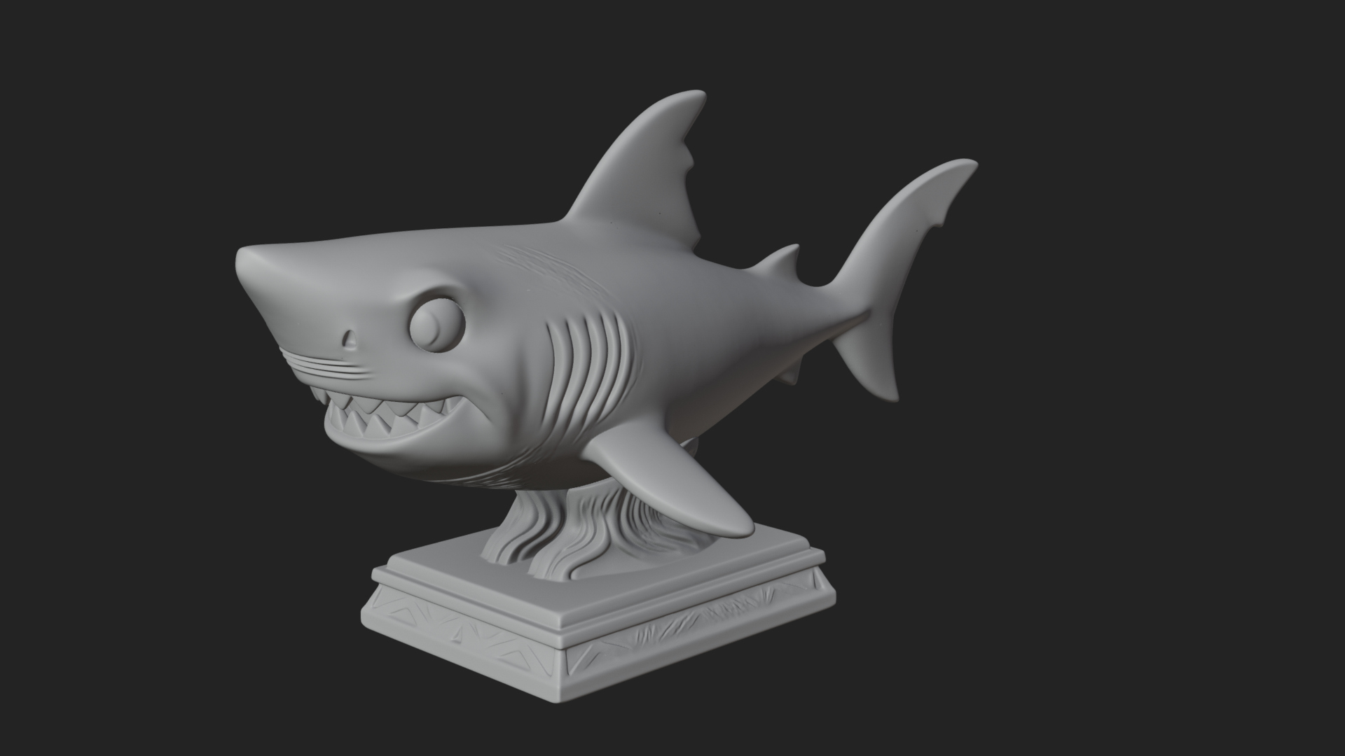 Cute Cartoon Shark Bust Statue Design 2 3D Print Model 3D Model