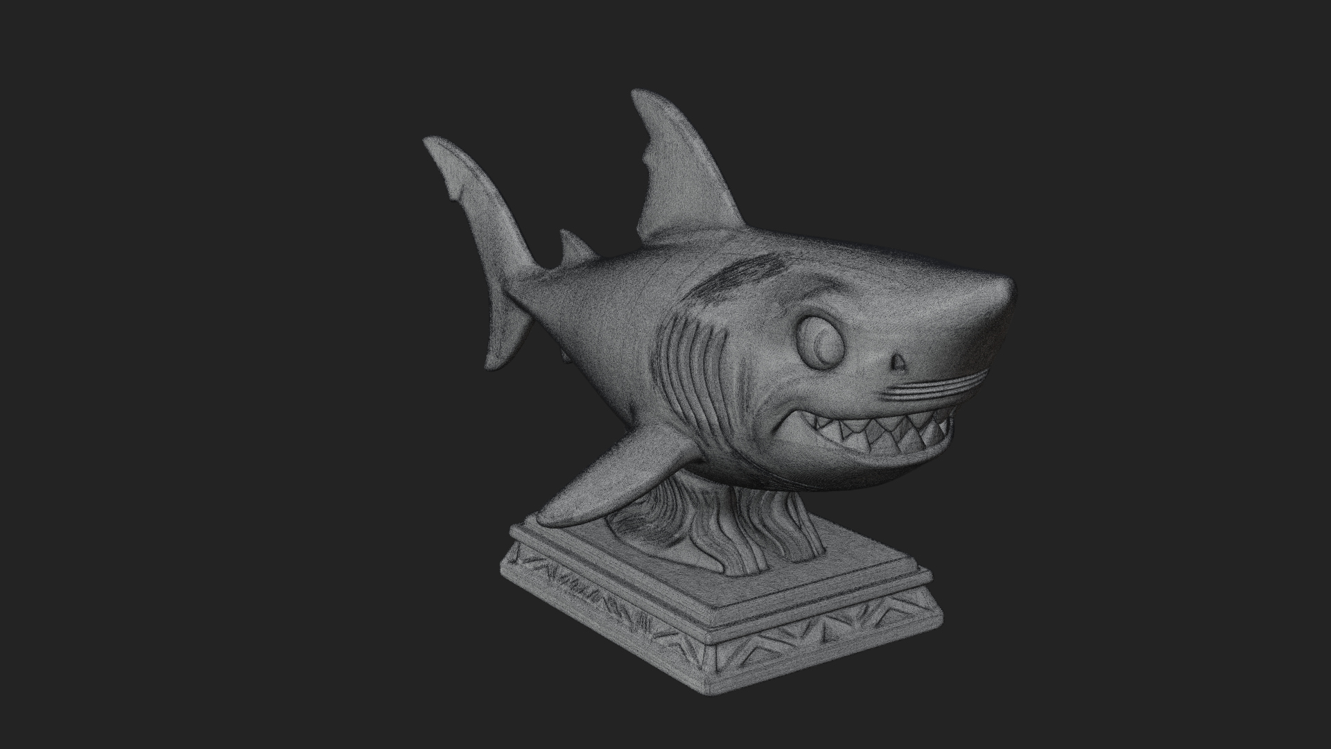 Cute Cartoon Shark Bust Statue Design 2 3D Print Model 3D Model