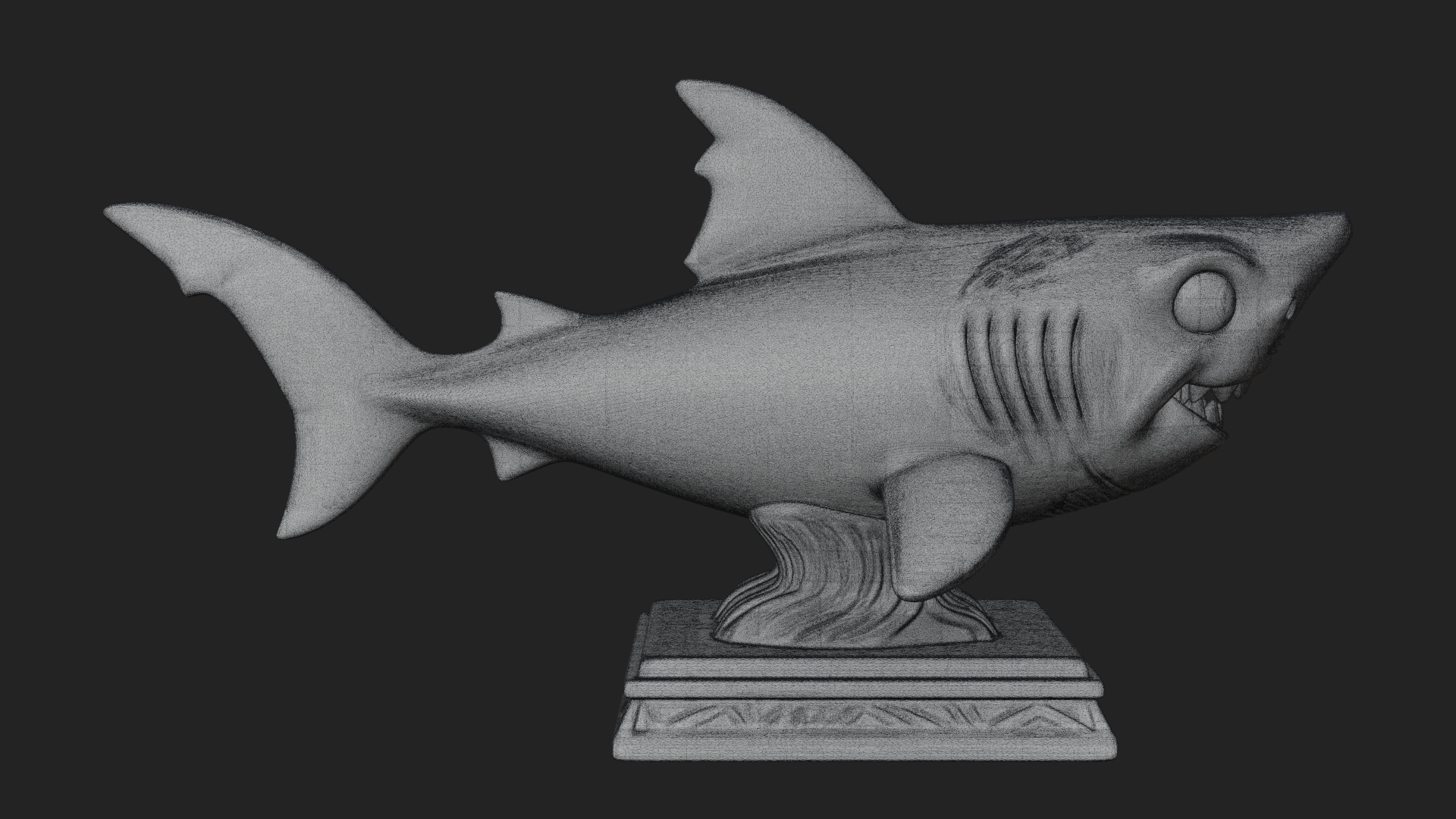 Cute Cartoon Shark Bust Statue Design 2 3D Print Model 3D Model