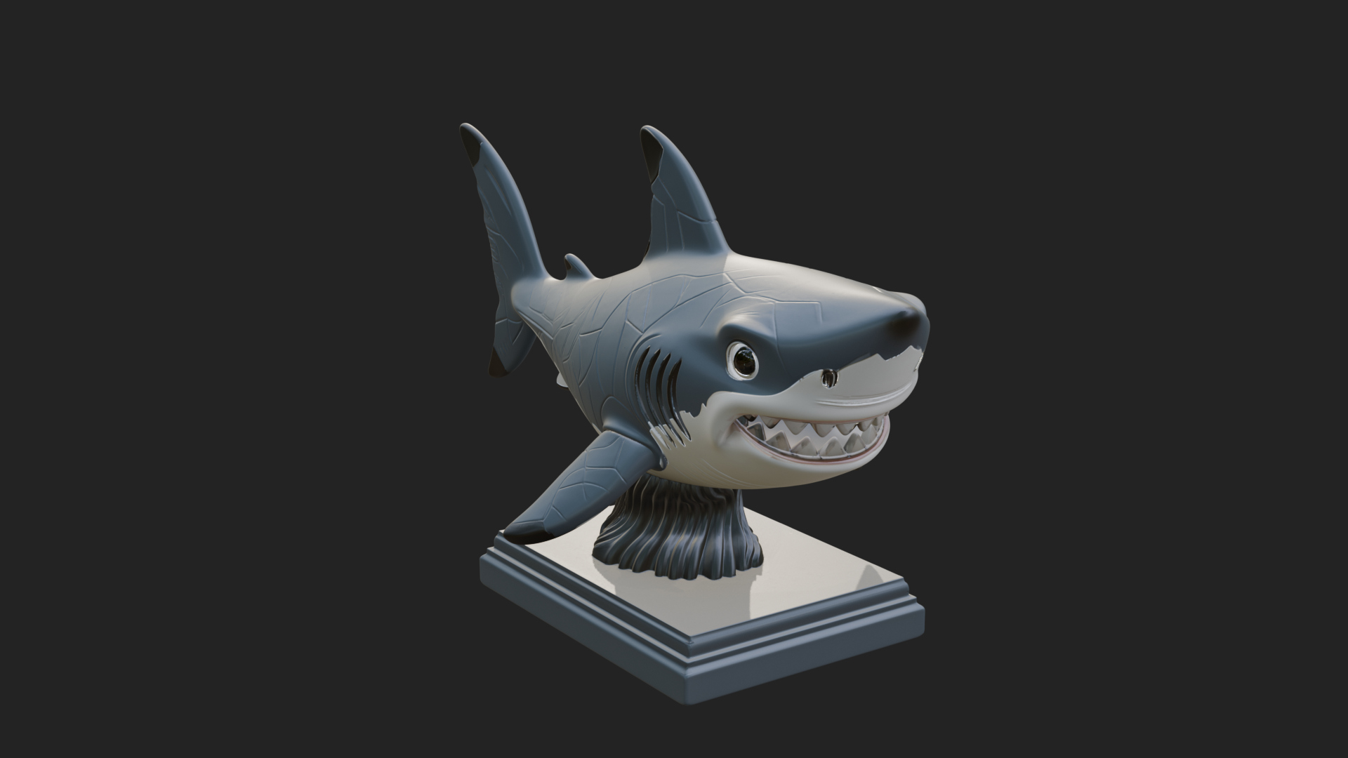 Cute Cartoon Shark Bust Statue Design 3 3D Print Model 3D Model