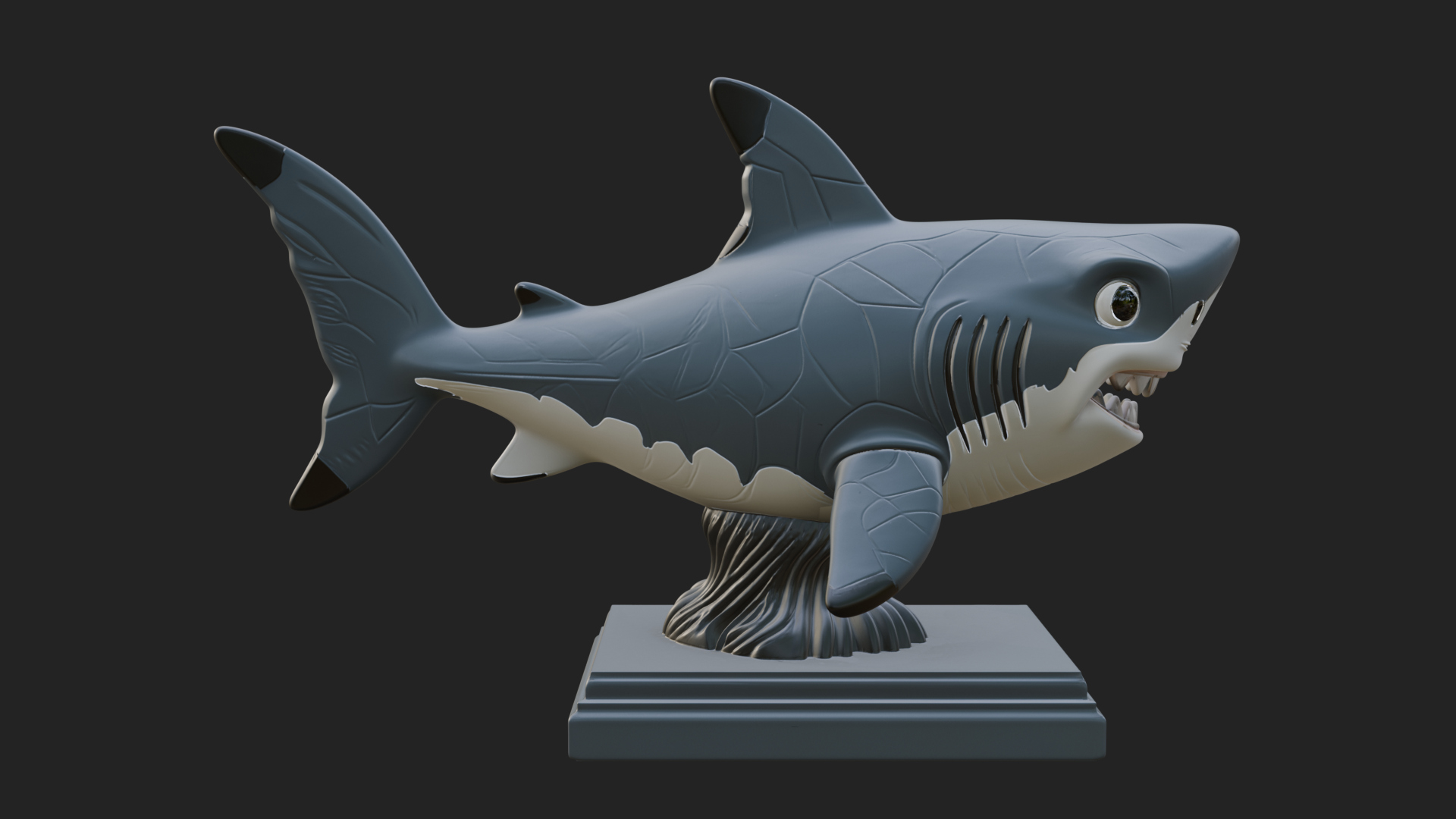 Cute Cartoon Shark Bust Statue Design 3 3D Print Model 3D Model