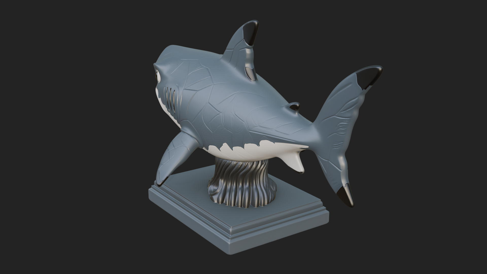 Cute Cartoon Shark Bust Statue Design 3 3D Print Model 3D Model