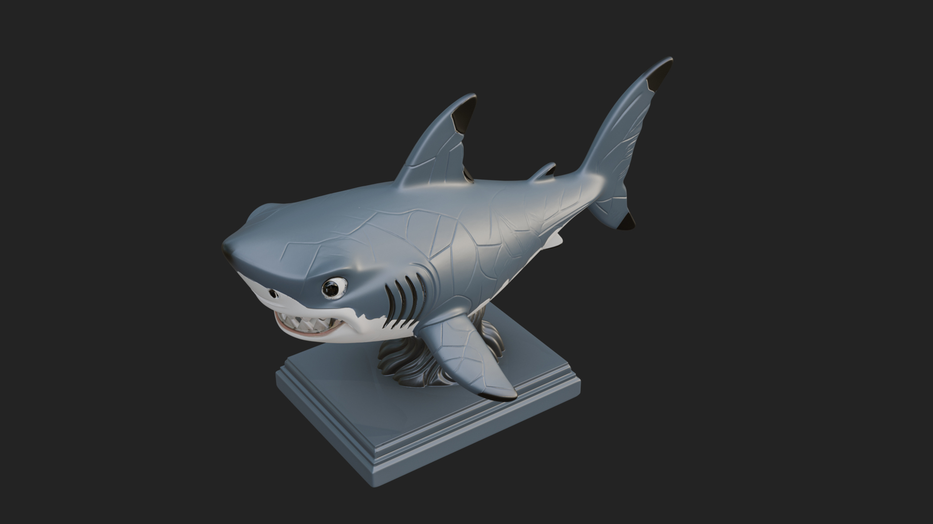 Cute Cartoon Shark Bust Statue Design 3 3D Print Model 3D Model