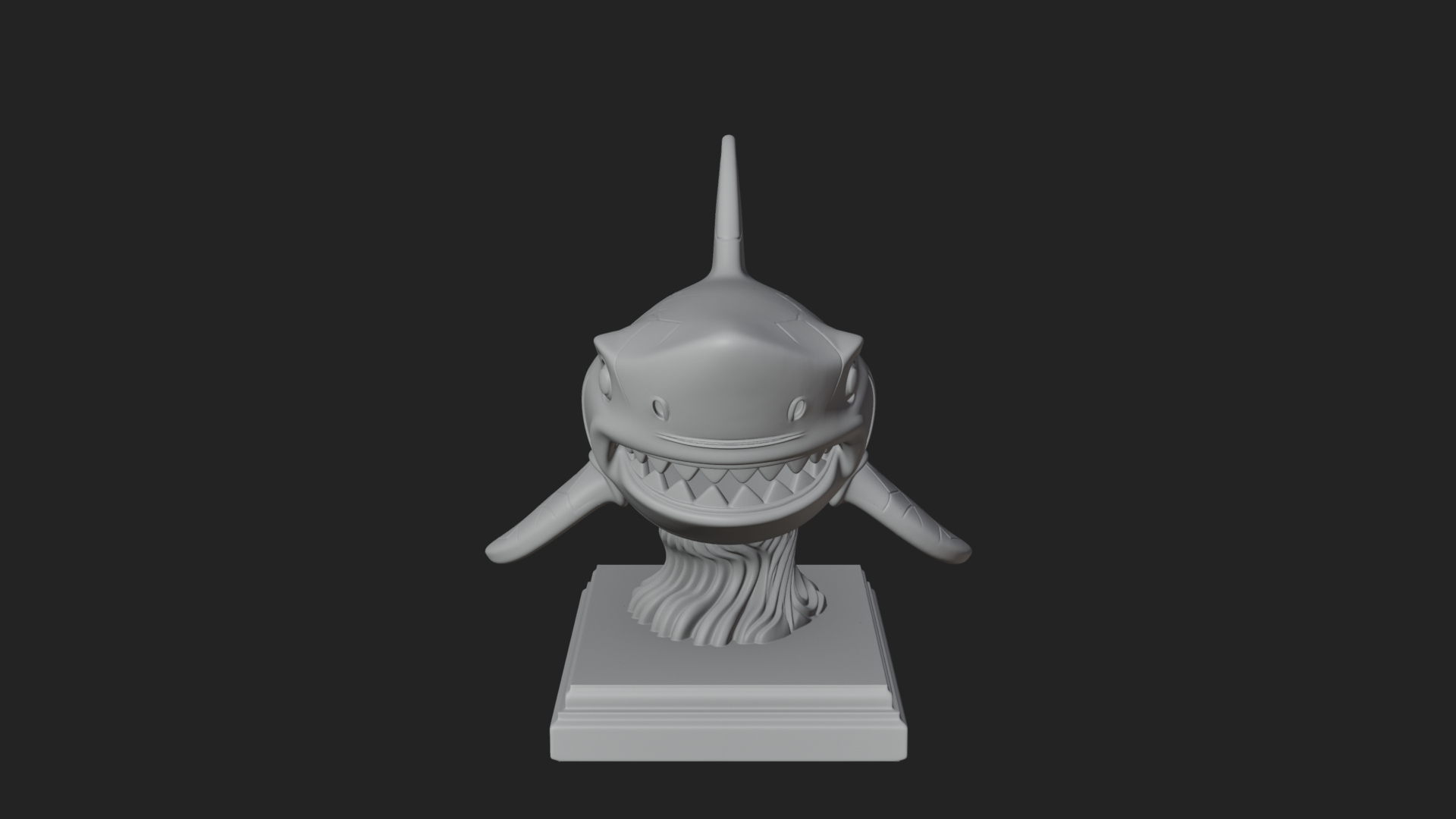 Cute Cartoon Shark Bust Statue Design 3 3D Print Model 3D Model