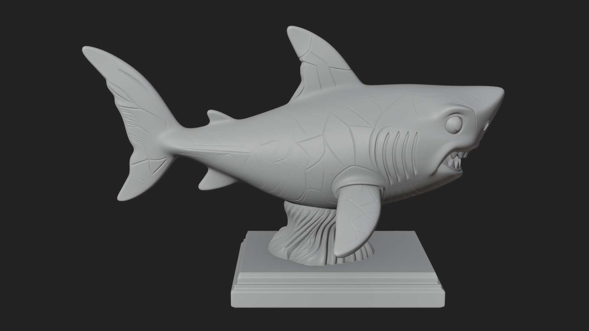 Cute Cartoon Shark Bust Statue Design 3 3D Print Model 3D Model