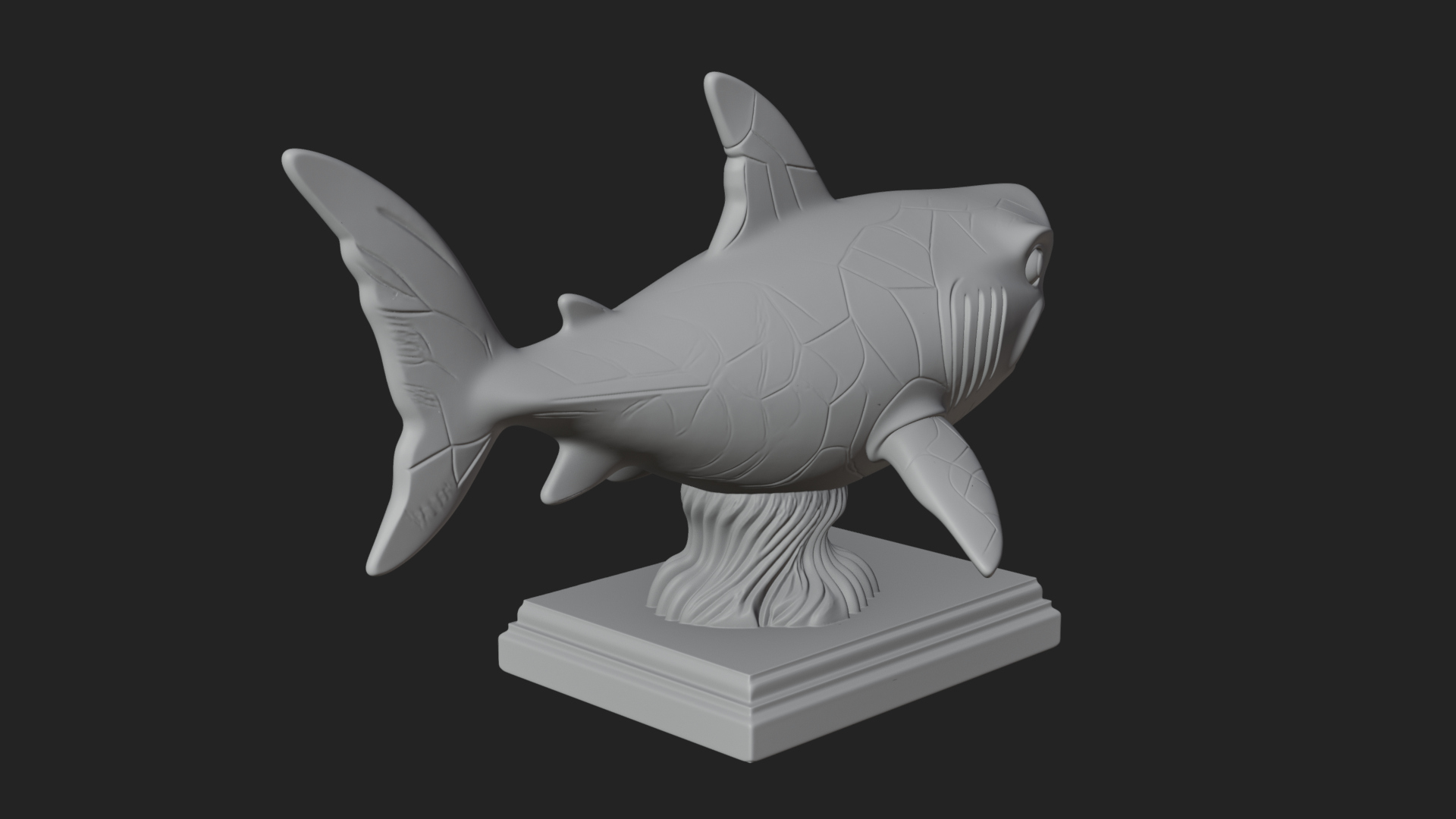 Cute Cartoon Shark Bust Statue Design 3 3D Print Model 3D Model