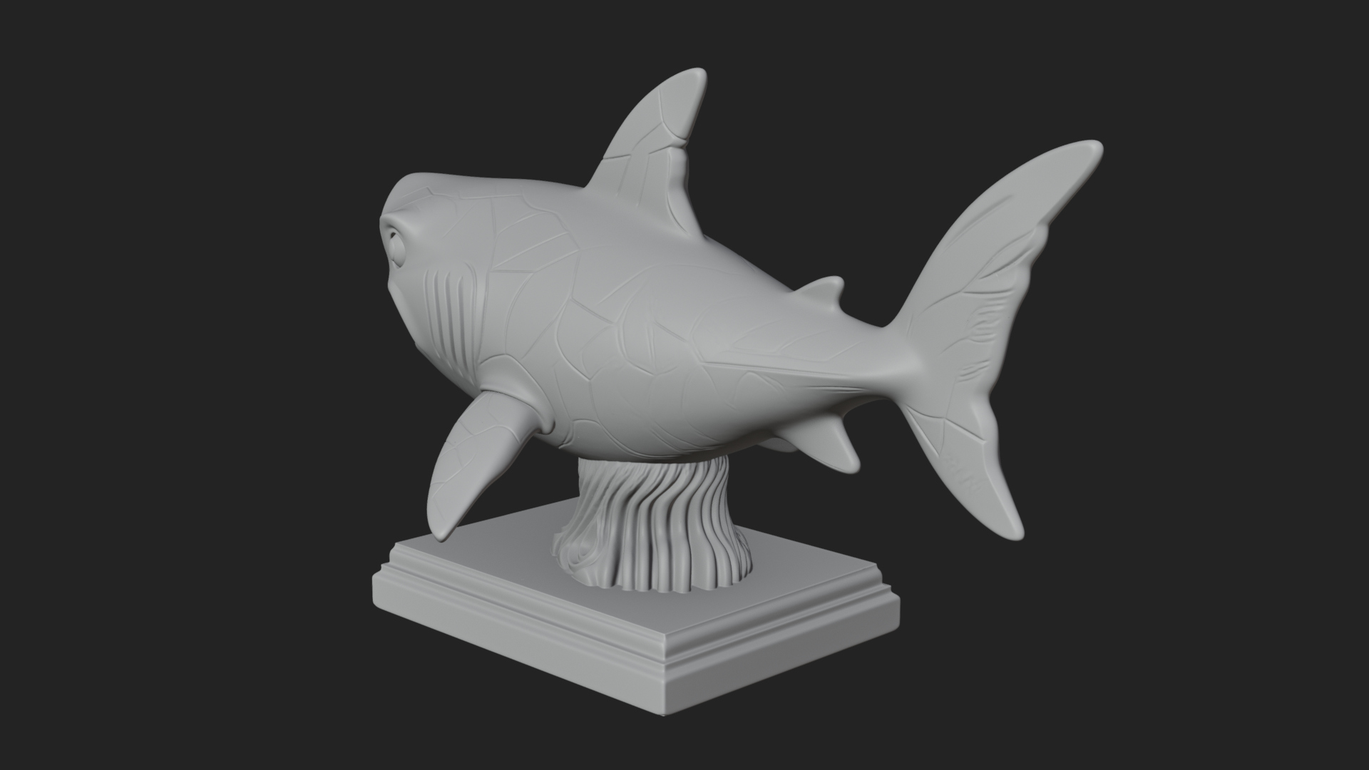 Cute Cartoon Shark Bust Statue Design 3 3D Print Model 3D Model