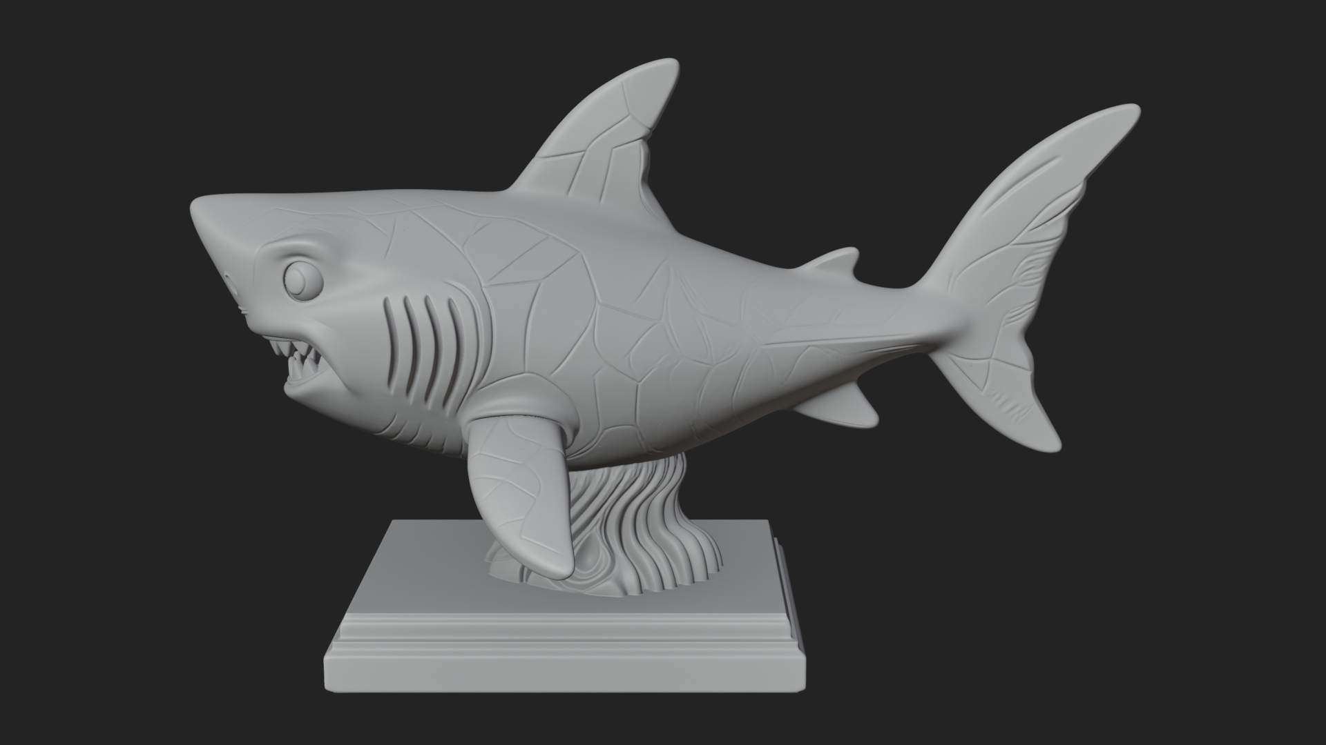 Cute Cartoon Shark Bust Statue Design 3 3D Print Model 3D Model
