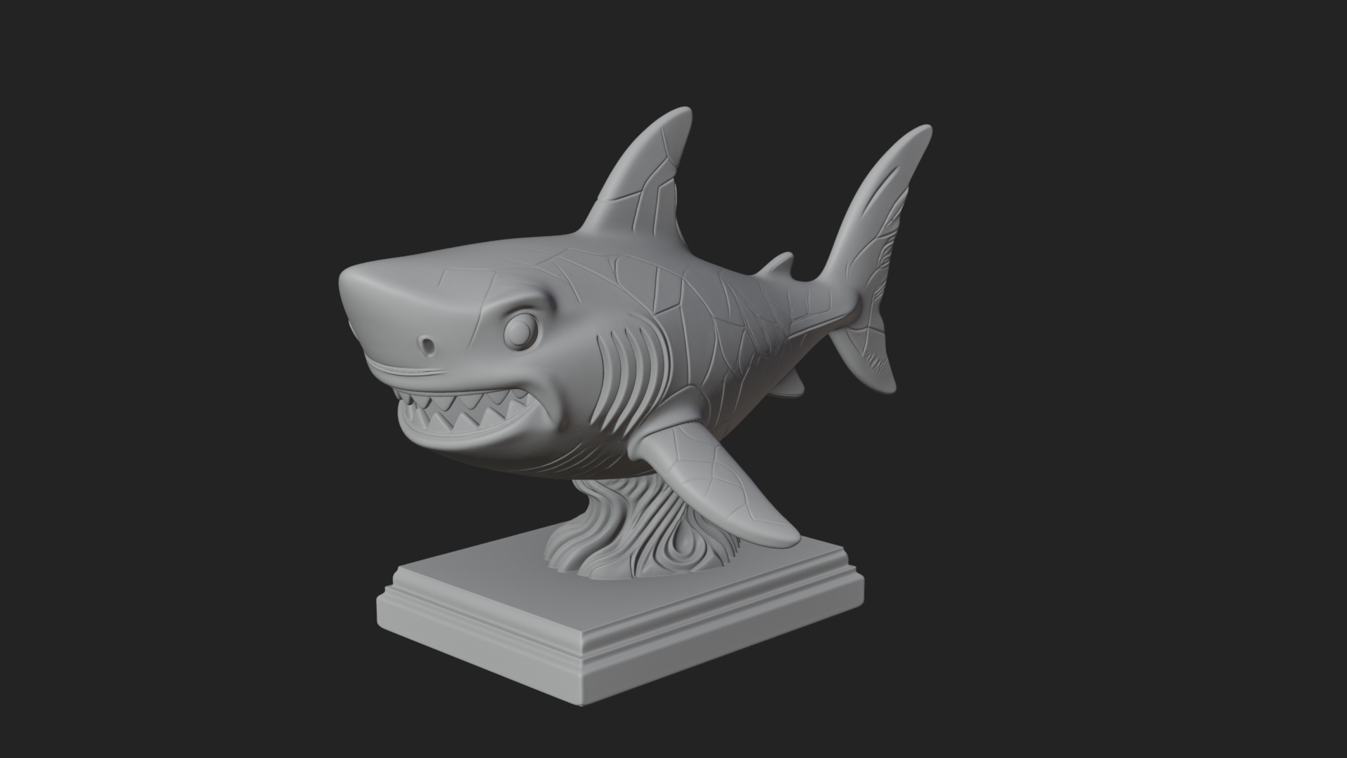 Cute Cartoon Shark Bust Statue Design 3 3D Print Model 3D Model