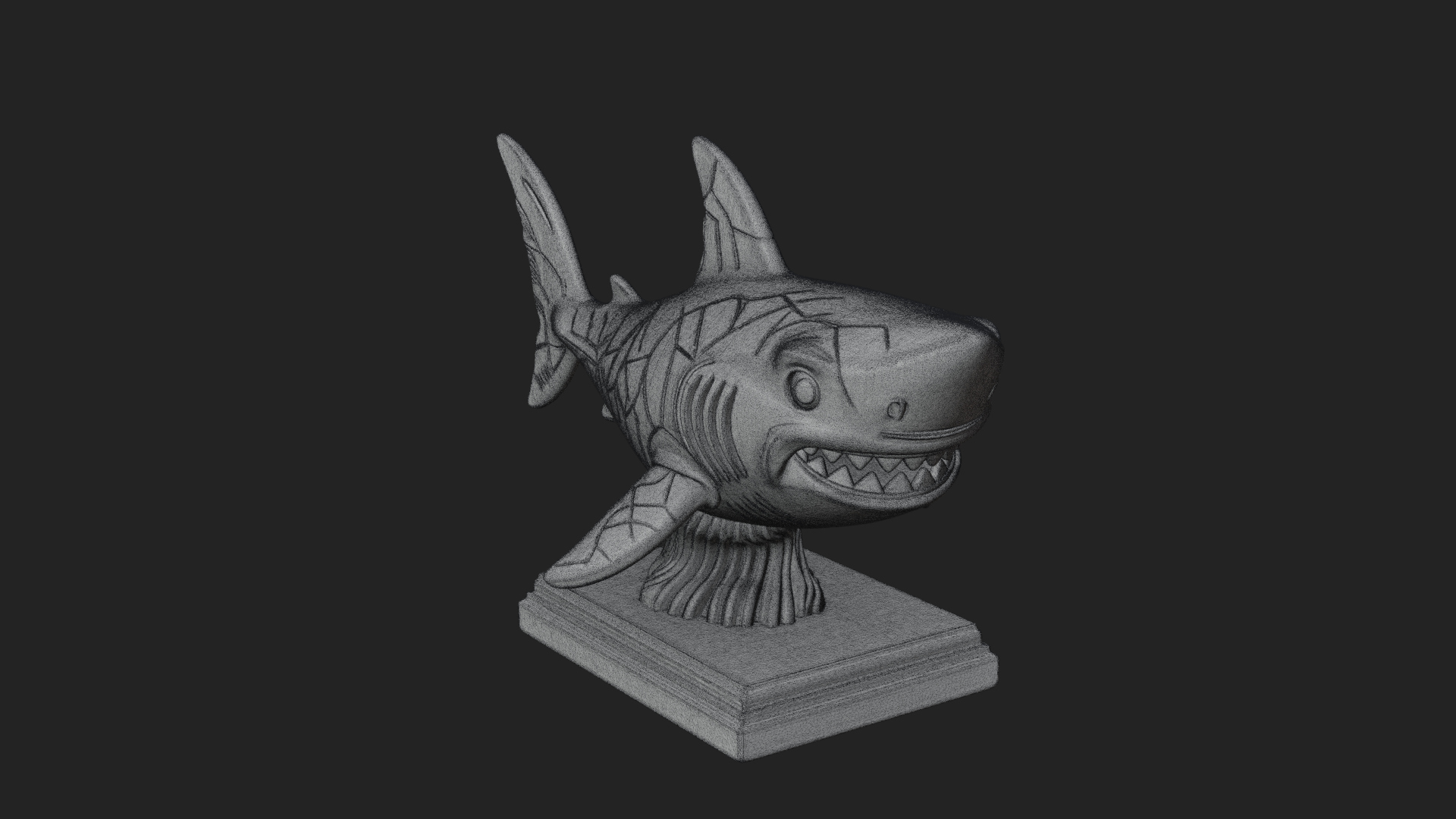 Cute Cartoon Shark Bust Statue Design 3 3D Print Model 3D Model