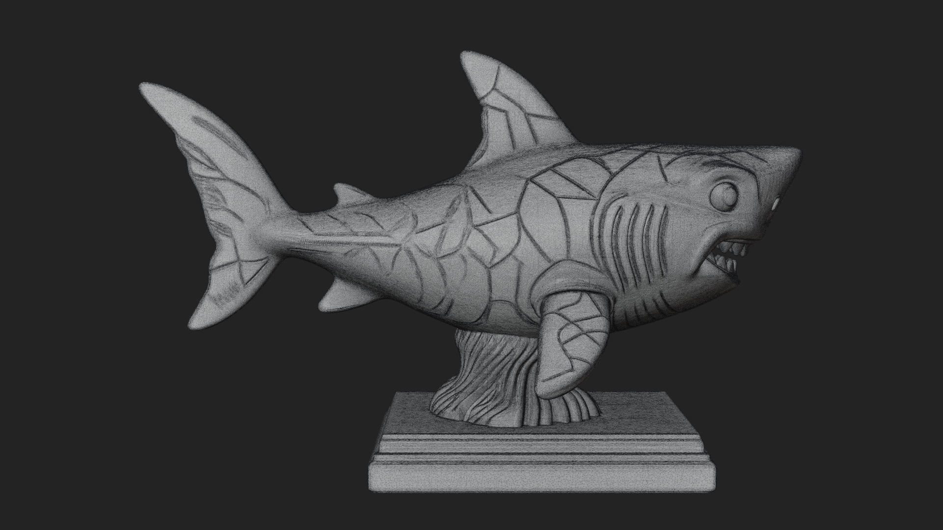 Cute Cartoon Shark Bust Statue Design 3 3D Print Model 3D Model