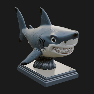 Cute Cartoon Shark Bust Statue Design 3 3D Print Model