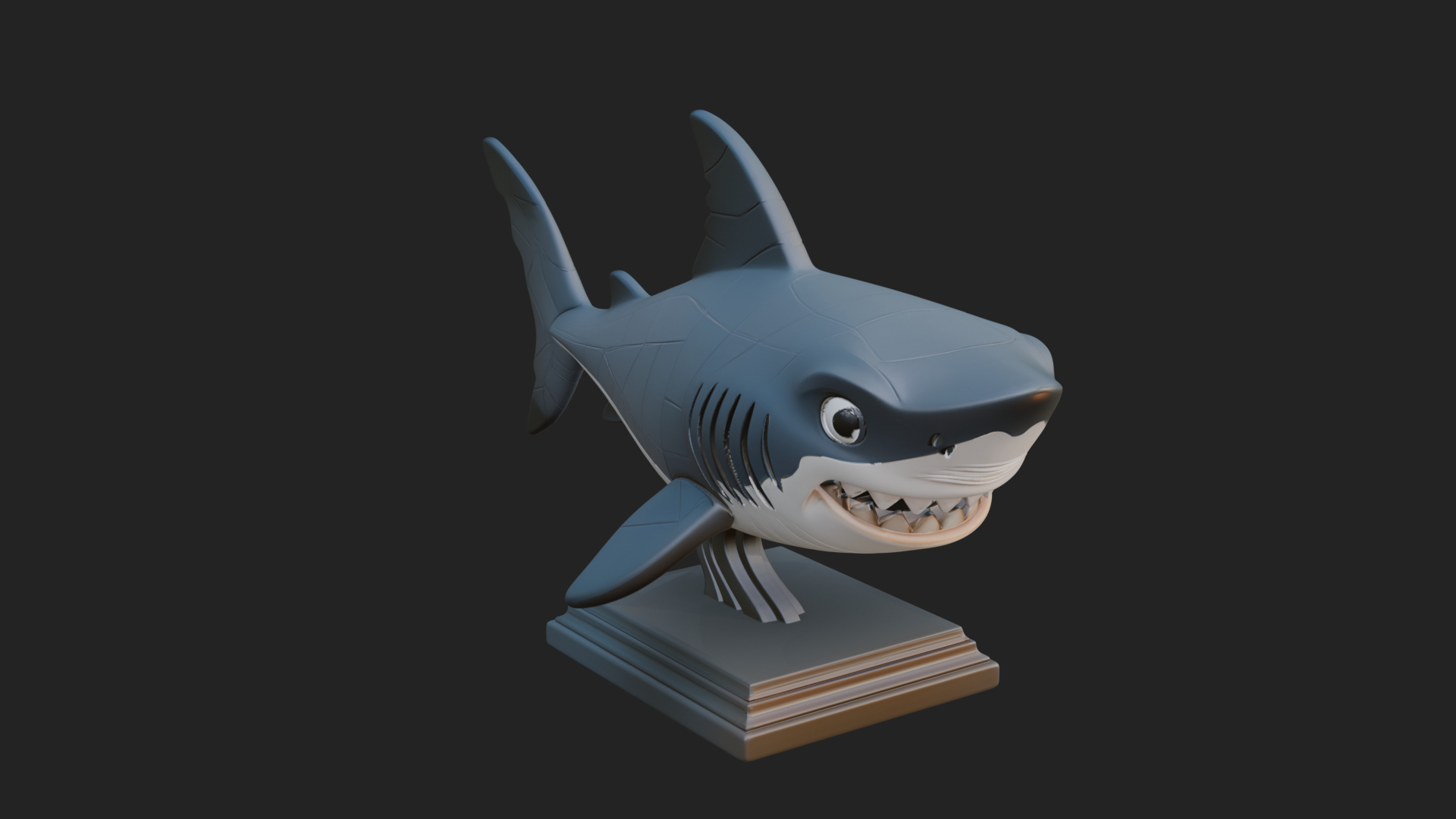 Cute Cartoon Shark Bust Statue Design 4 3D Print Model 3D Model