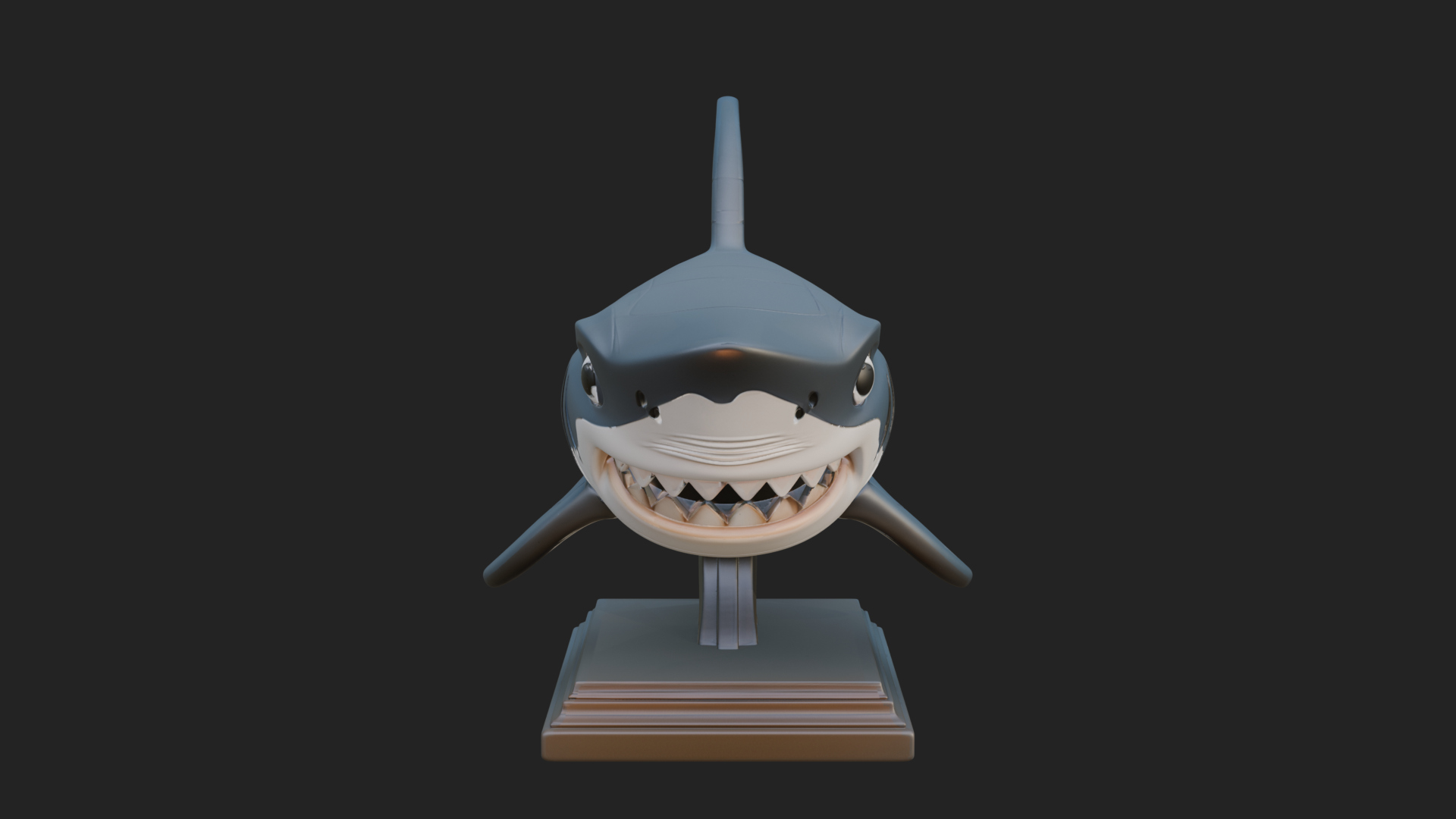 Cute Cartoon Shark Bust Statue Design 4 3D Print Model 3D Model