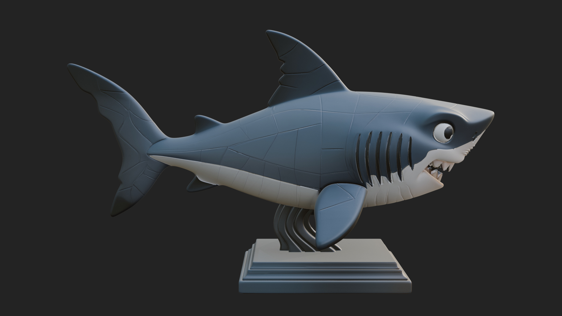 Cute Cartoon Shark Bust Statue Design 4 3D Print Model 3D Model