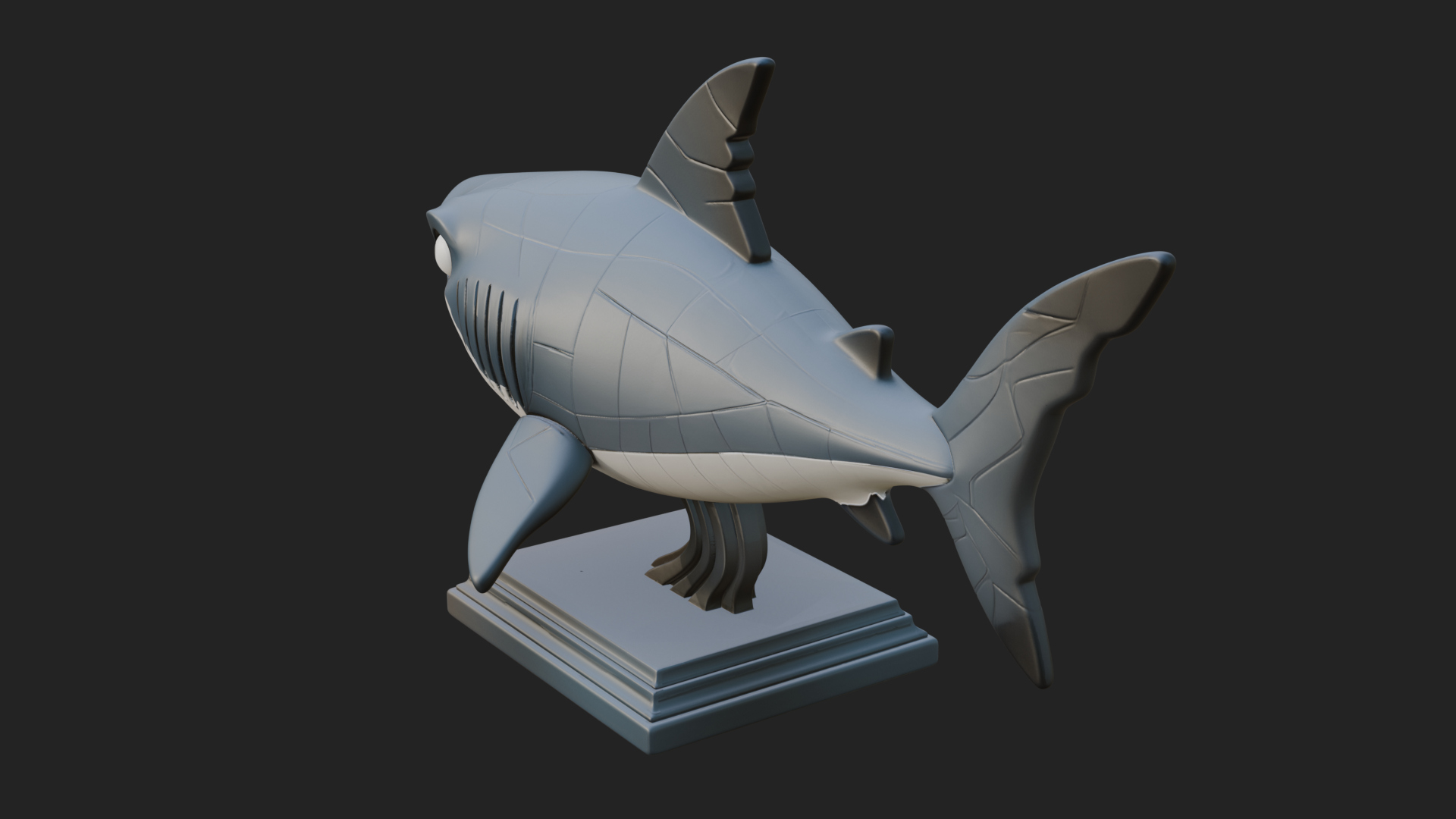 Cute Cartoon Shark Bust Statue Design 4 3D Print Model 3D Model