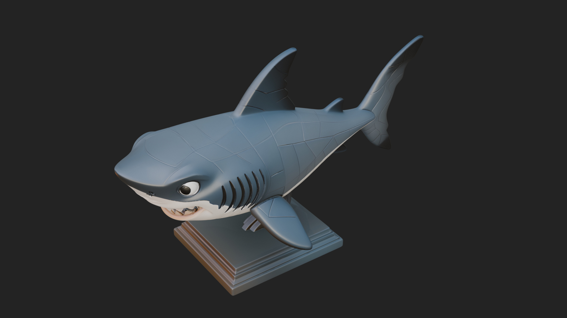 Cute Cartoon Shark Bust Statue Design 4 3D Print Model 3D Model