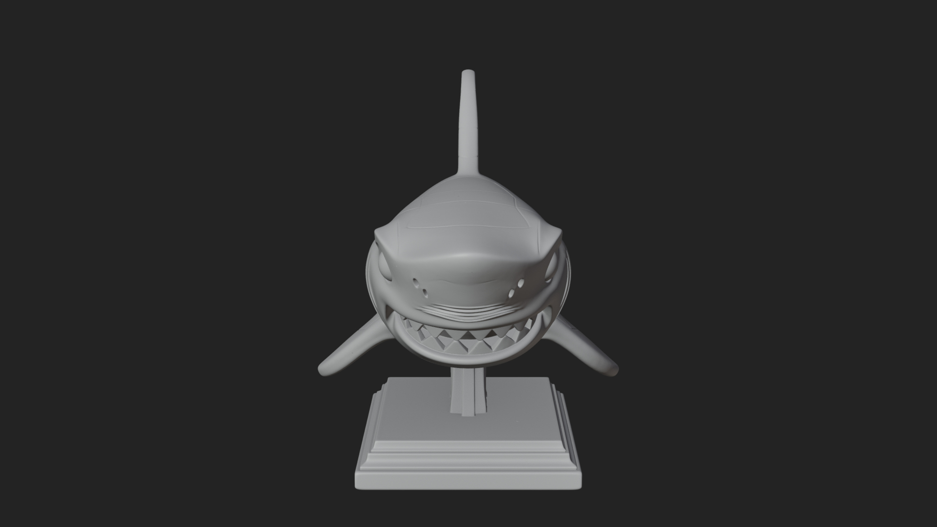 Cute Cartoon Shark Bust Statue Design 4 3D Print Model 3D Model