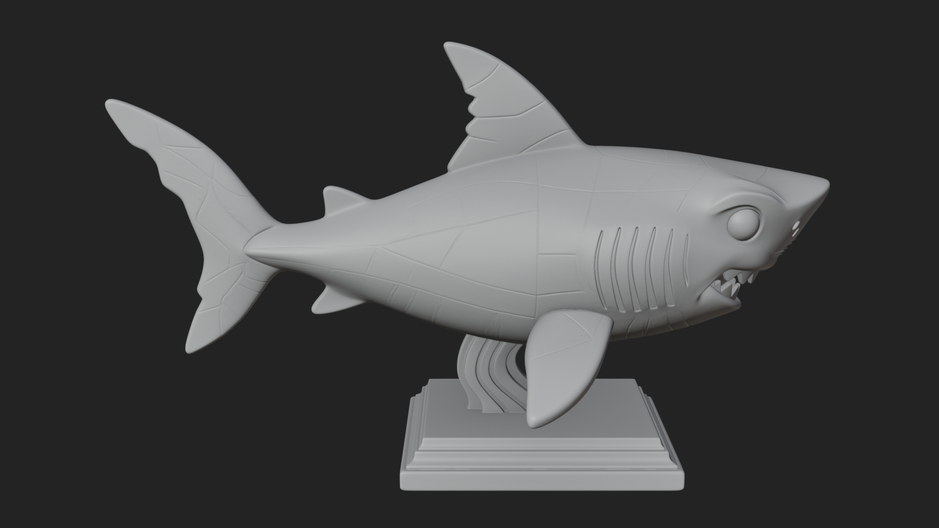 Cute Cartoon Shark Bust Statue Design 4 3D Print Model 3D Model