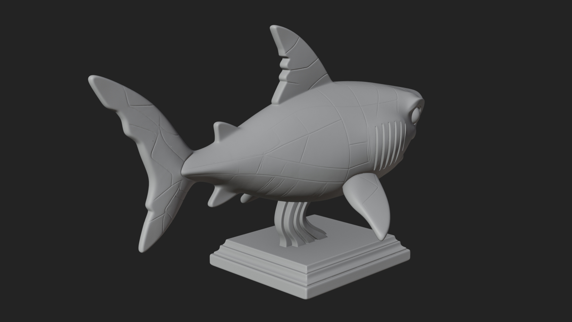 Cute Cartoon Shark Bust Statue Design 4 3D Print Model 3D Model