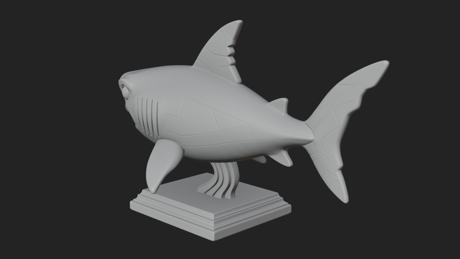 Cute Cartoon Shark Bust Statue Design 4 3D Print Model 3D Model