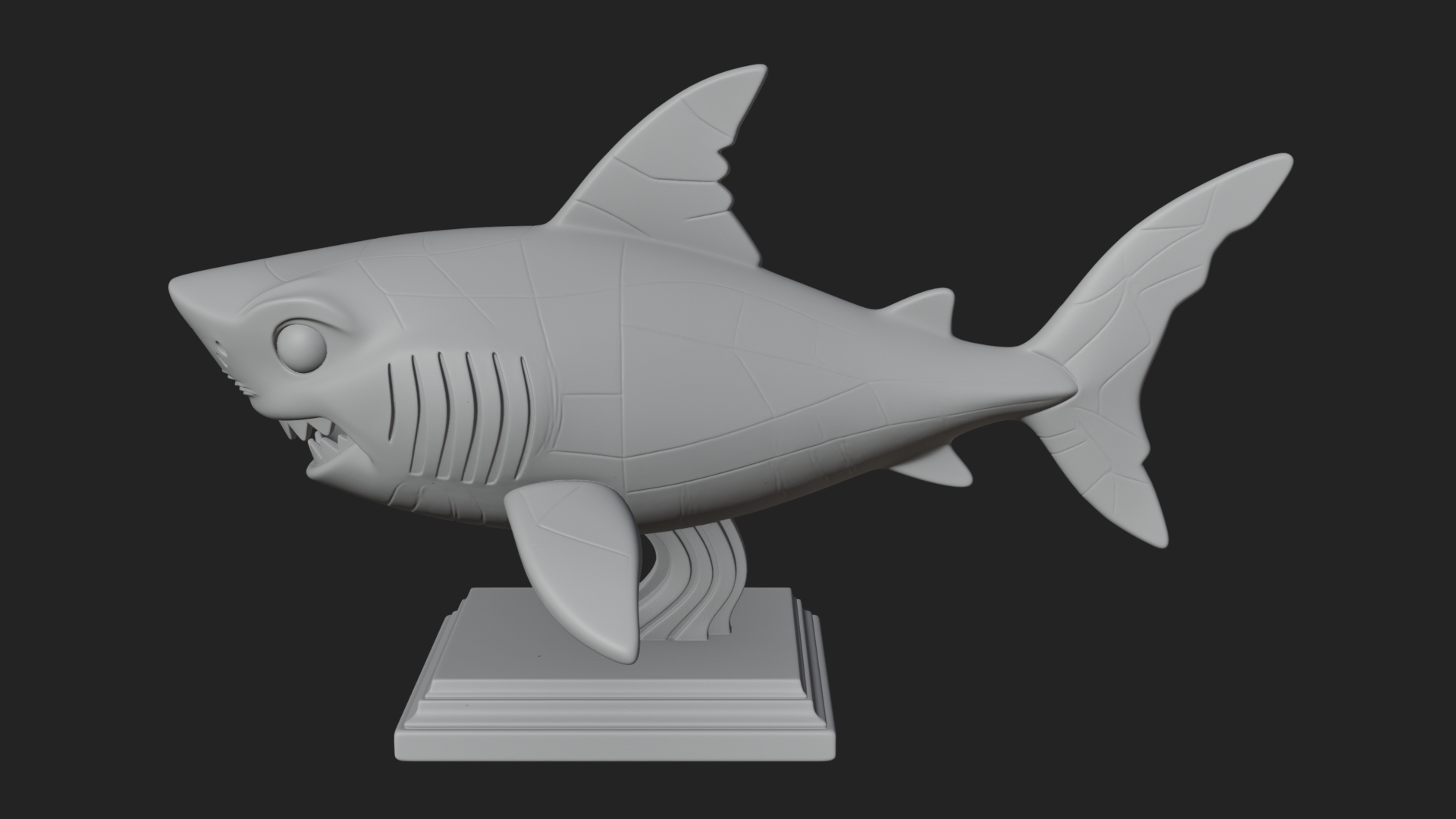 Cute Cartoon Shark Bust Statue Design 4 3D Print Model 3D Model