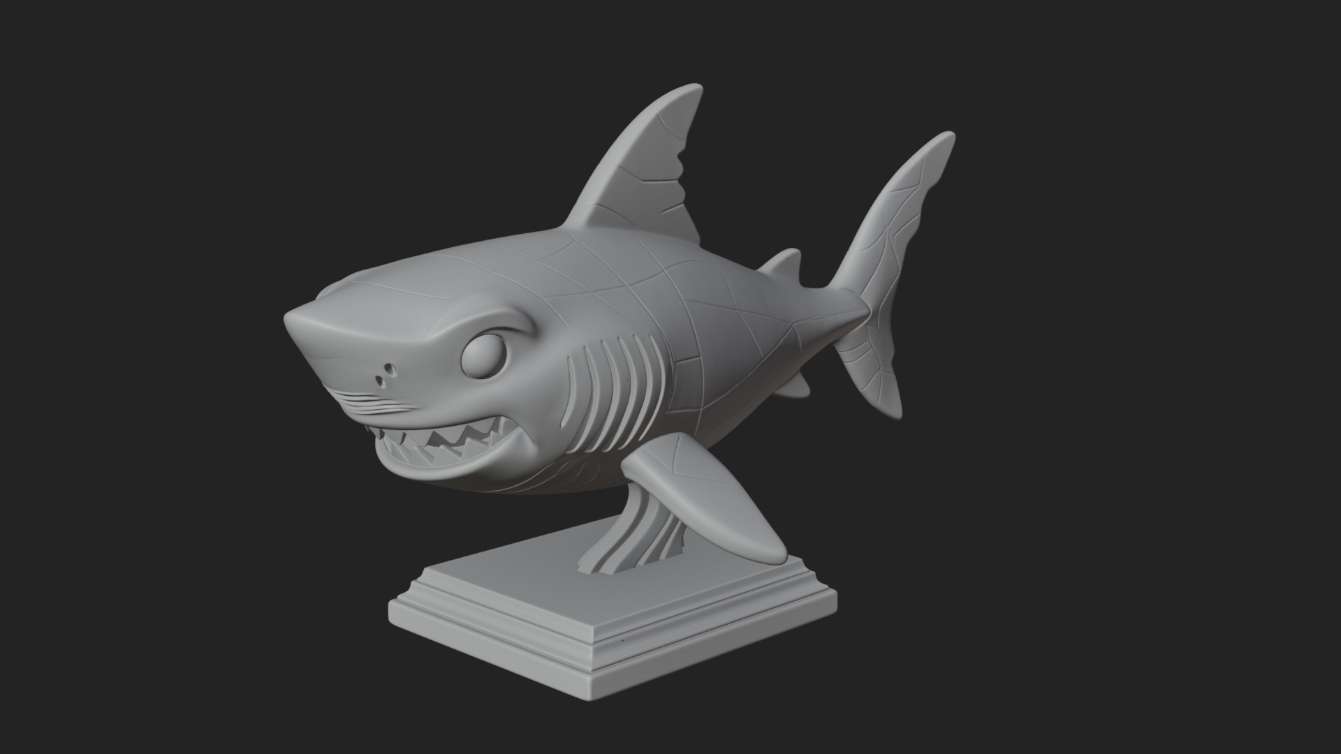 Cute Cartoon Shark Bust Statue Design 4 3D Print Model 3D Model