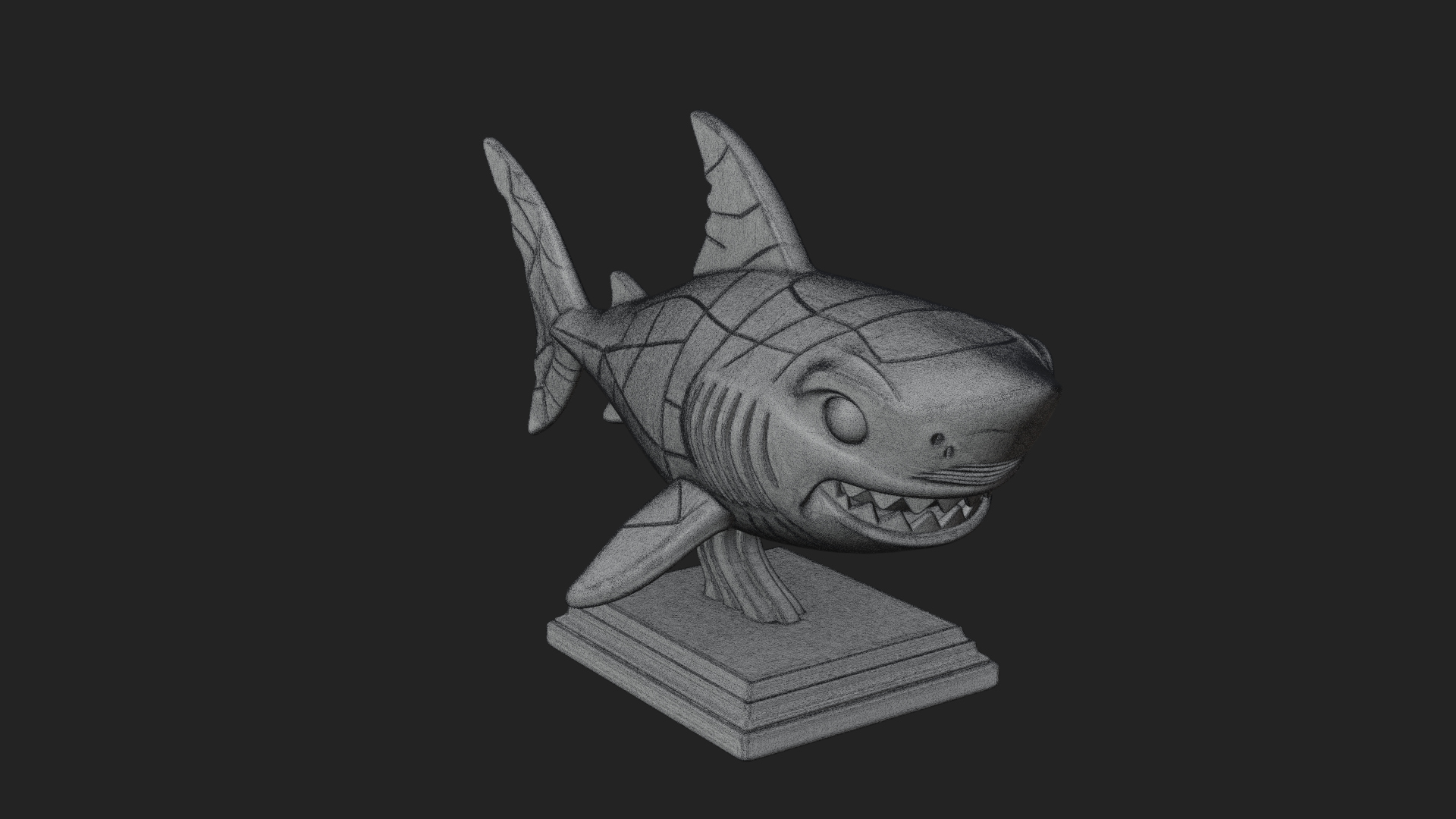 Cute Cartoon Shark Bust Statue Design 4 3D Print Model 3D Model