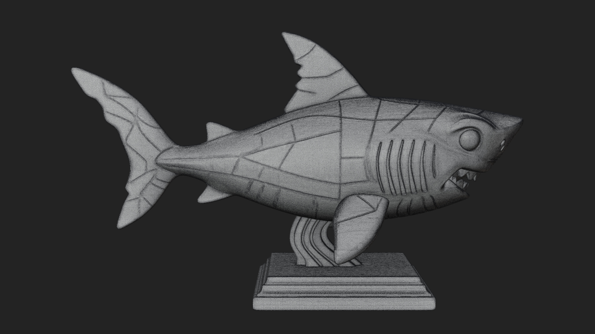 Cute Cartoon Shark Bust Statue Design 4 3D Print Model 3D Model