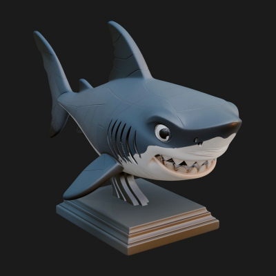 Cute Cartoon Shark Bust Statue Design 4 3D Print Model