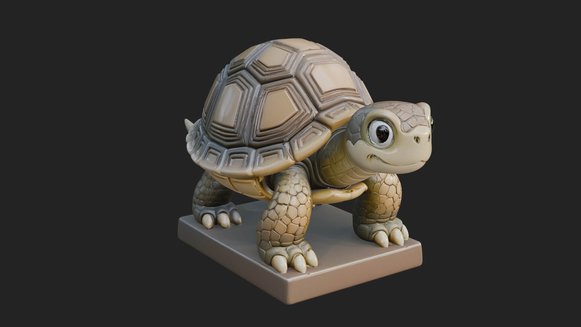 Cute Cartoon Tortoise Statue Design 1 3D Print Model 3D Model