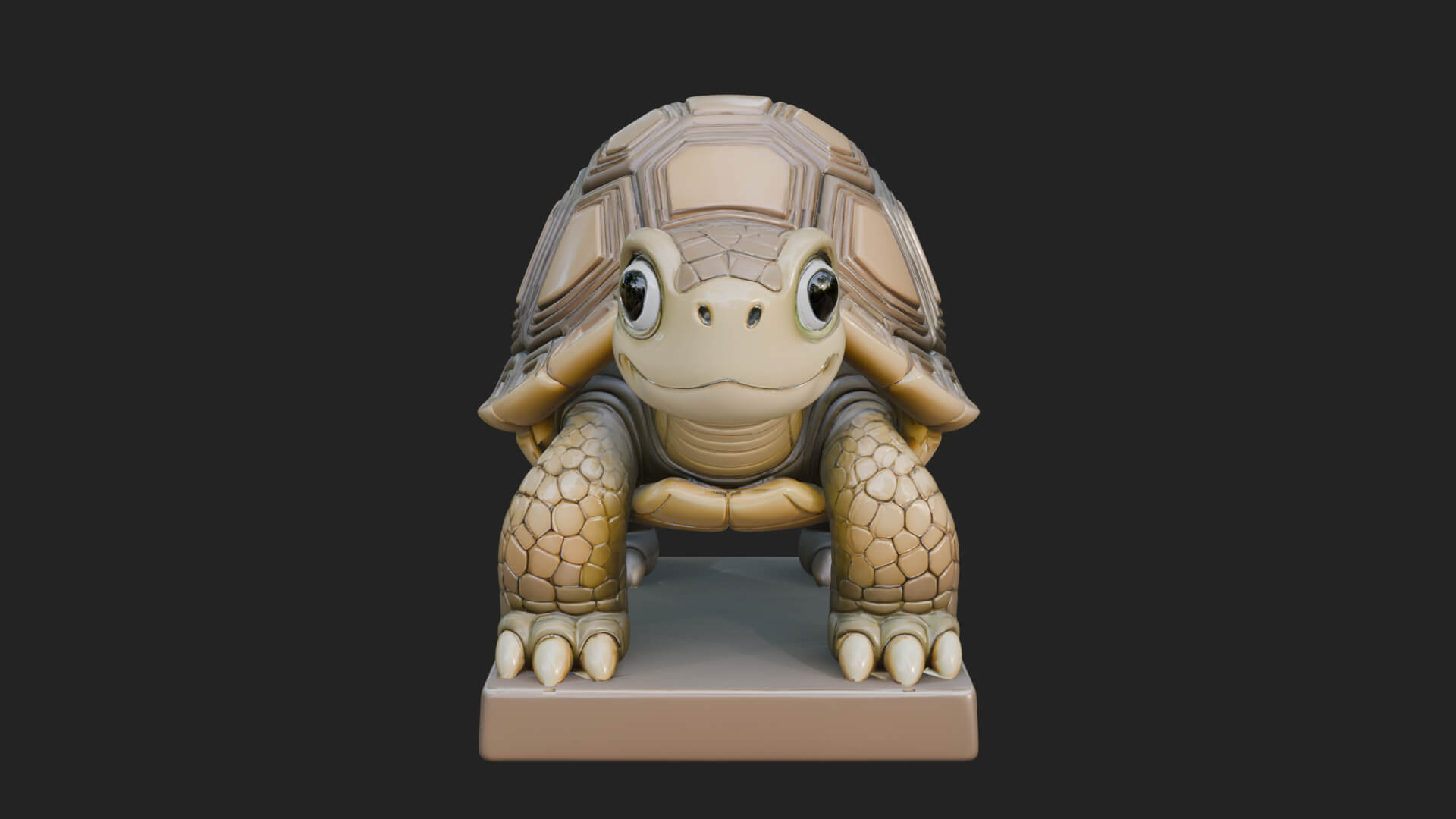Cute Cartoon Tortoise Statue Design 1 3D Print Model 3D Model