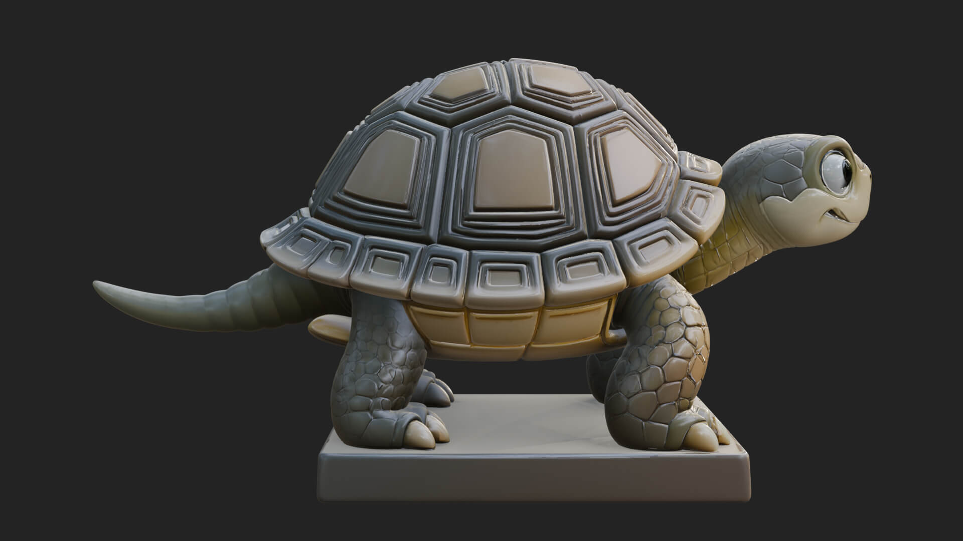 Cute Cartoon Tortoise Statue Design 1 3D Print Model 3D Model