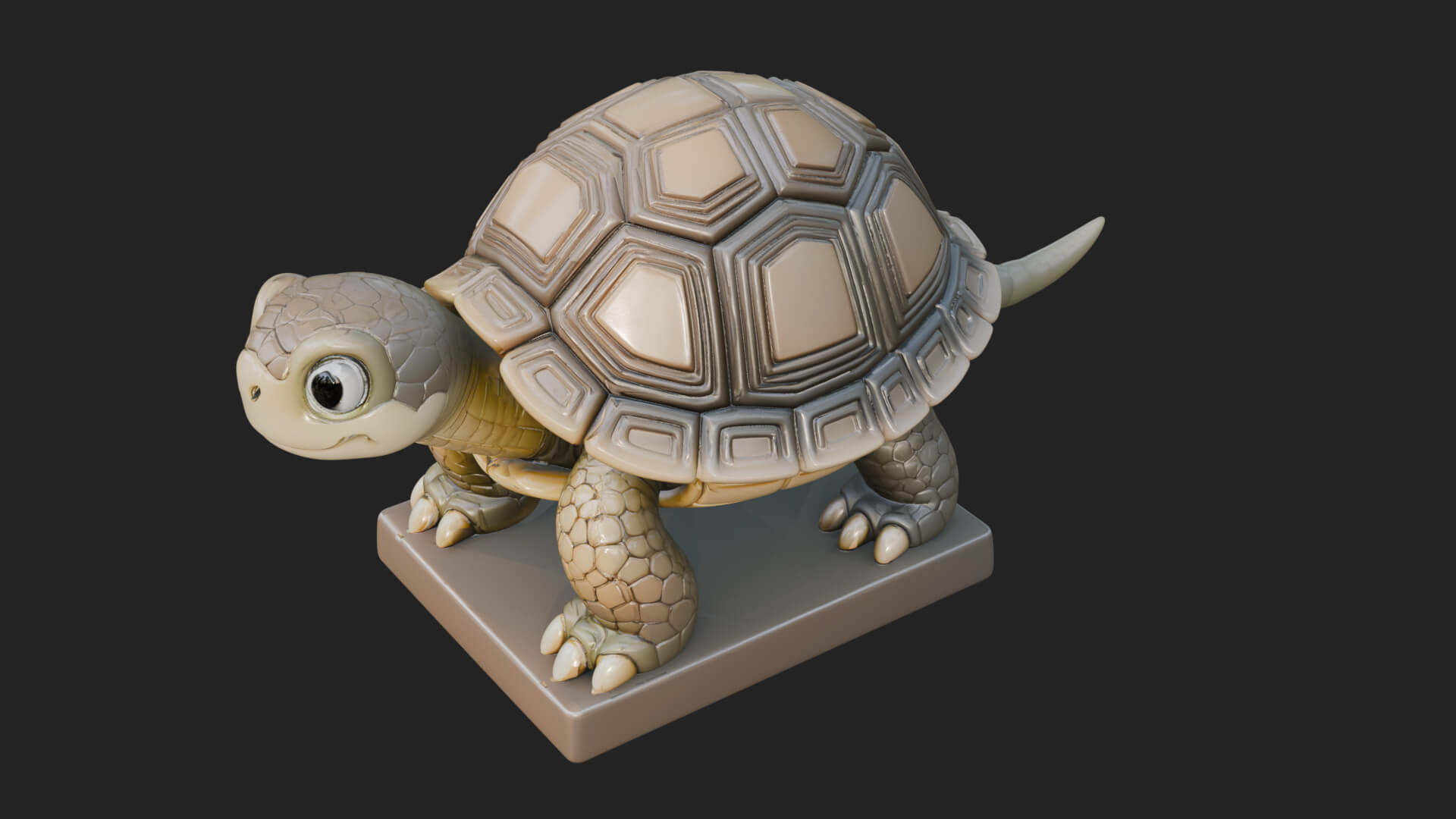 Cute Cartoon Tortoise Statue Design 1 3D Print Model 3D Model