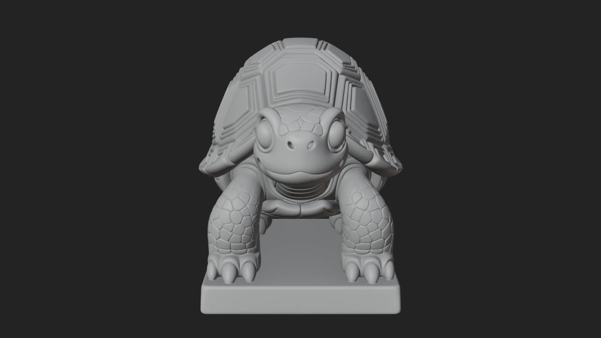 Cute Cartoon Tortoise Statue Design 1 3D Print Model 3D Model